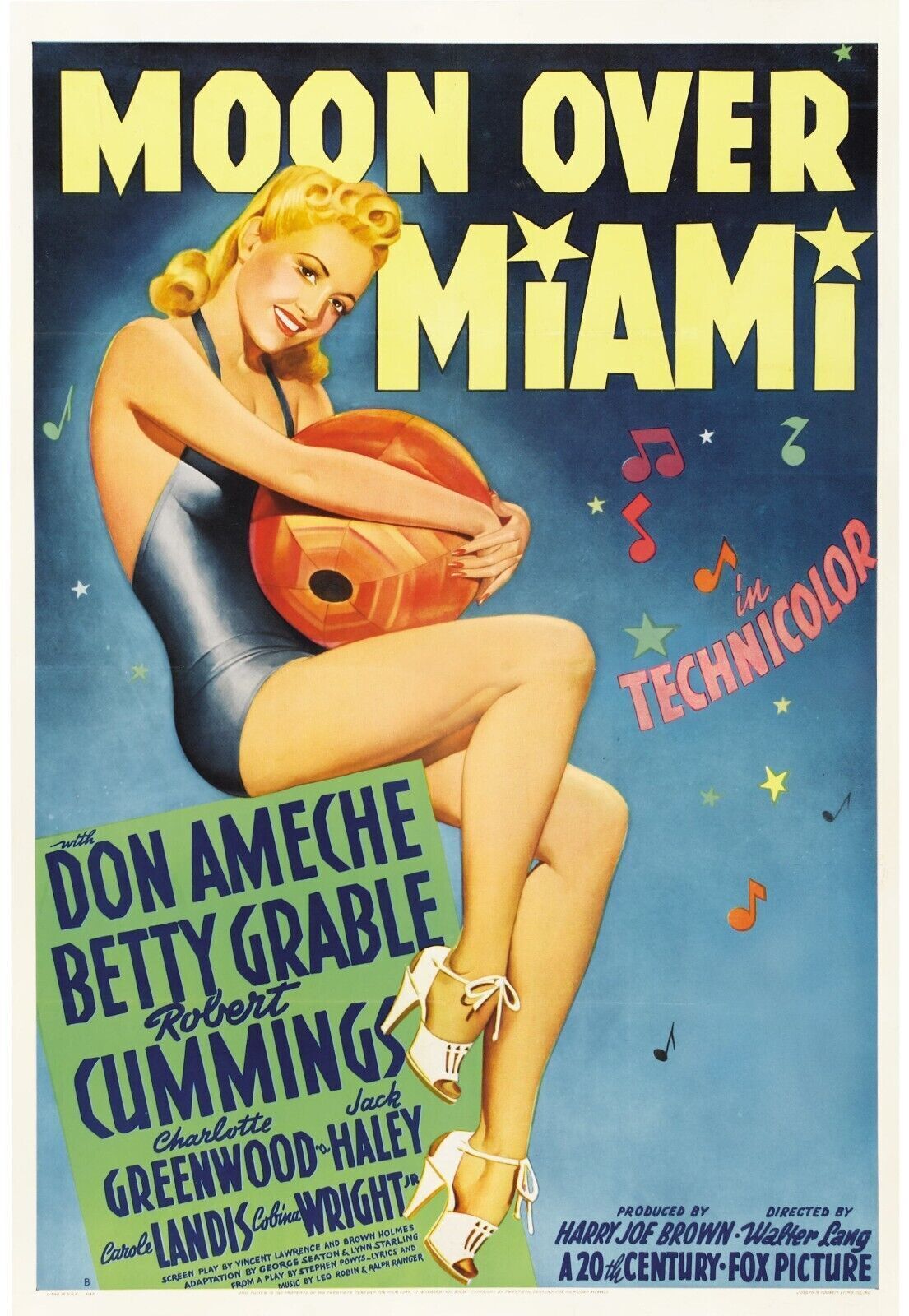 SOIRS DE MIAMI, DON AMECHE, BETTY GRABLE, 1941 REPRO AFFICHE CINEMA HQ