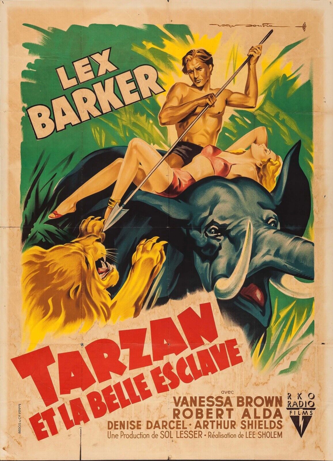 TARZAN ET LA BELLE ESCLAVE, LEX BARKER, 1950, REPRO AFFICHE CINEMA VINTAGE