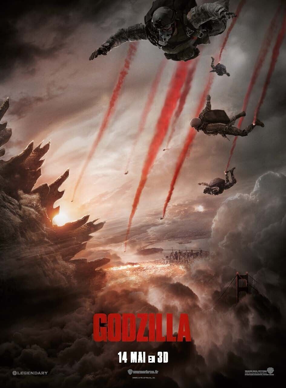 GODZILLA, KYLE CHANDLER, 2014 & 2019, REPRO MOVIE POSTER, VINTAGE, HQ.