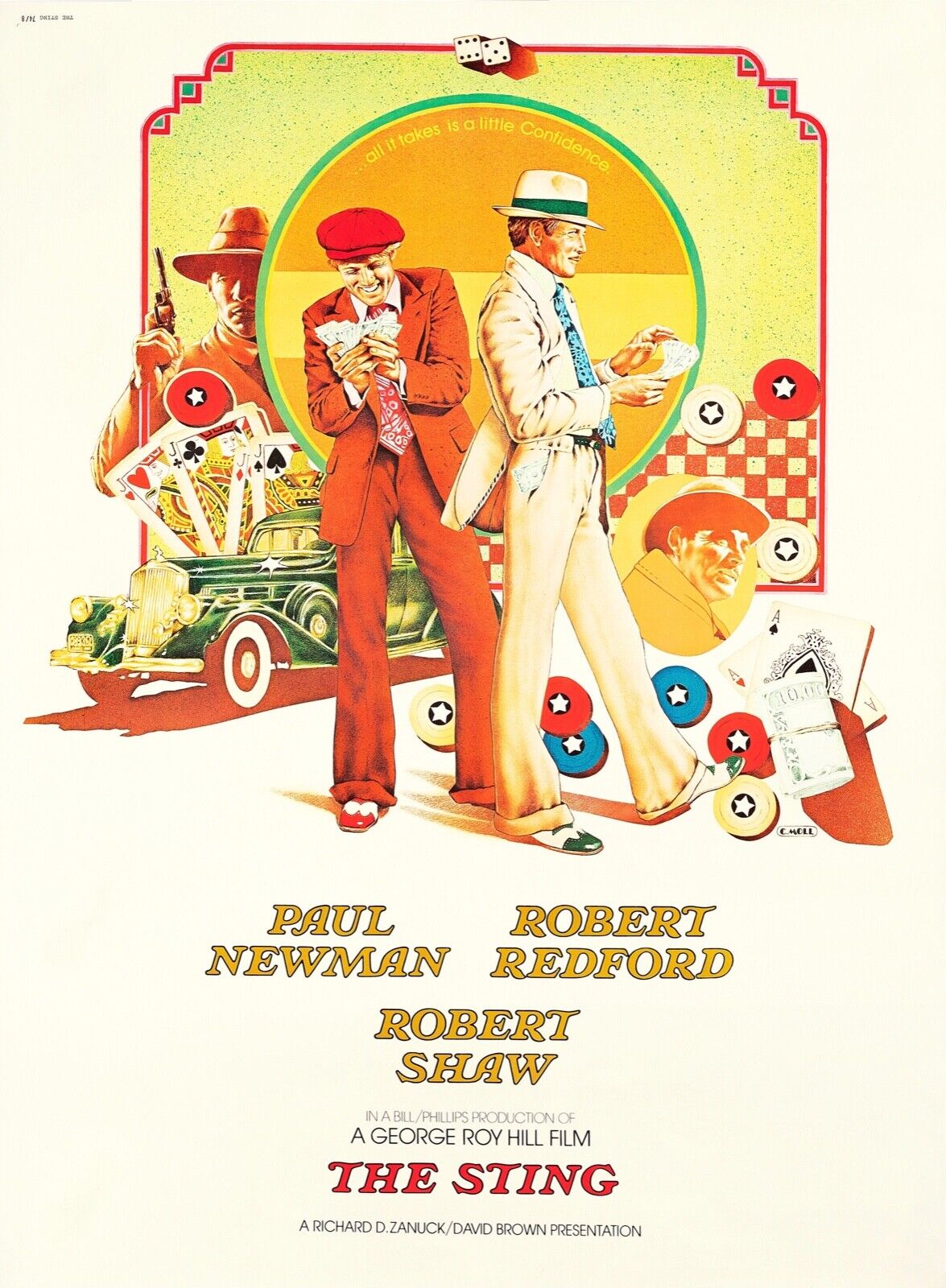 THE STING, PAUL NEWMAN, ROBERT REDFORD, REPRO AFFICHE CINEMA VINTAGE, HQ