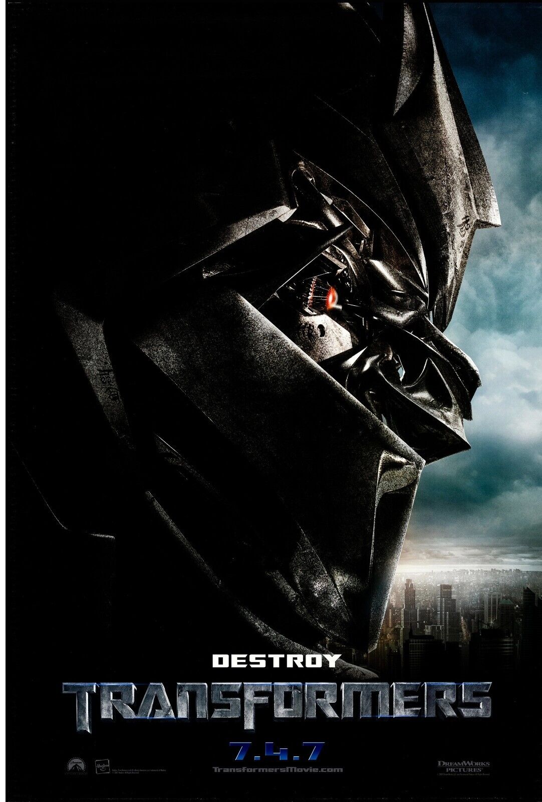 DESTROY (TRANSFORMERS), SHIA LABEOUF, 2007, REPRO MOVIE POSTER, VINTAGE, HQ