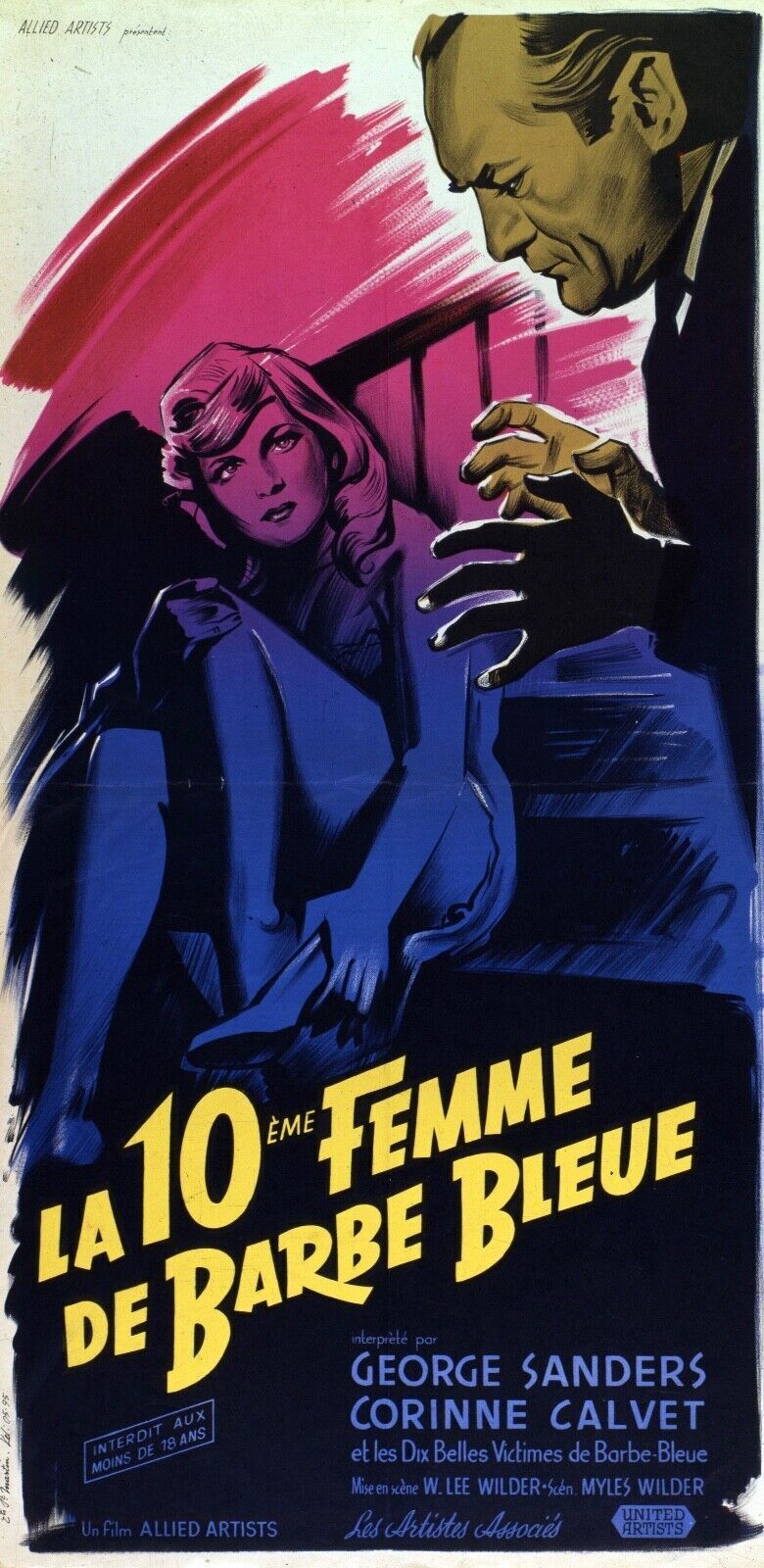 LA DIXIÈME FEMME DE BARBE BLEUE, GEORGE SANDERS, 1960, REPRO MOVIE POSTER, VINTAGE, HQ
