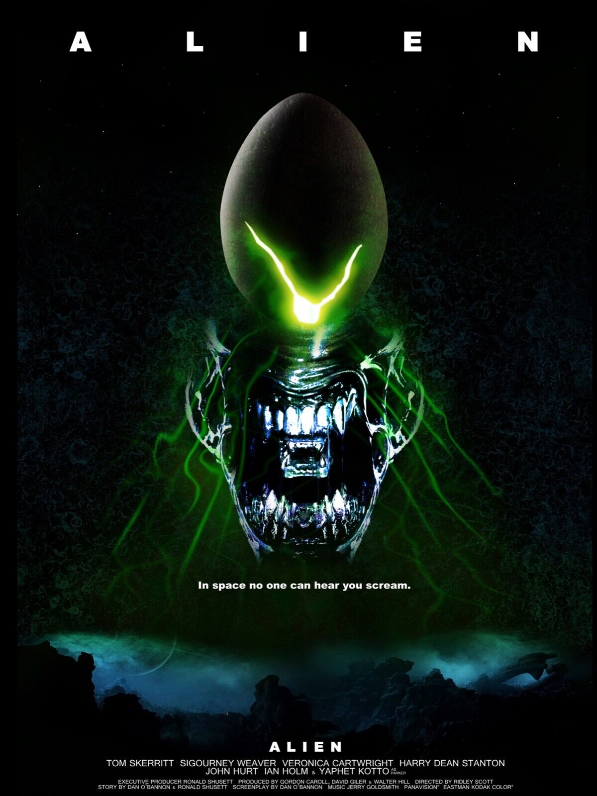 ALIEN, SIGOURNEY WEAVER, 1979, REPRO MOVIE POSTER, VINTAGE, HQ