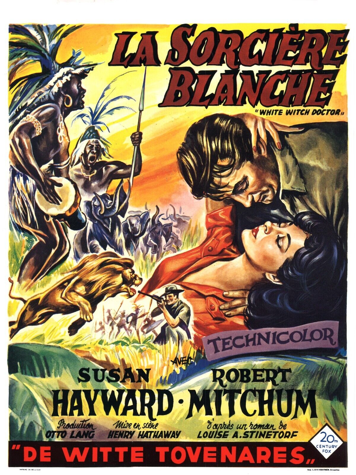 LA SORCIÈRE BLANCHE, SUSAN HAYWARD, 1953 – AFFICHE VINTAGE CINÉMA HQ