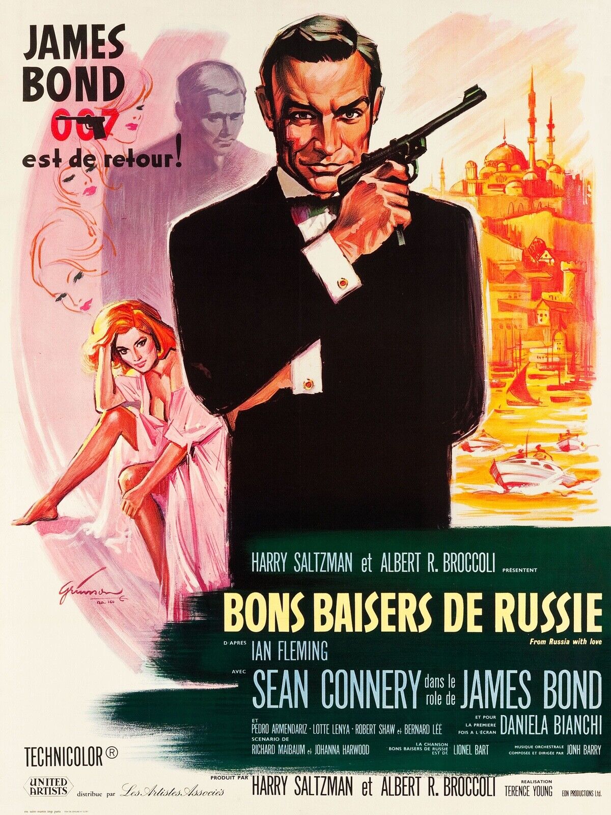 BONS BAISERS DE RUSSIE, SEAN CONNERY, 1963, REPRO MOVIE POSTER, VINTAGE, HQ
