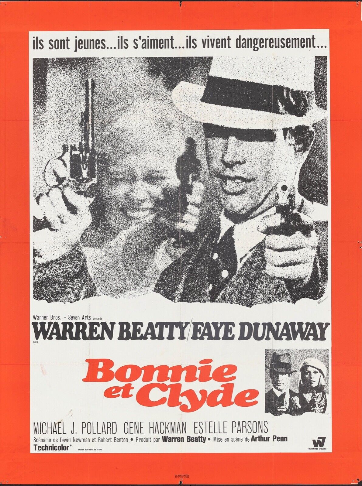 BONNIE Y CLYDE, WARREN BEATTY, 1967, REPRODUCCIÓN DE CARTEL DE PELÍCULA, VINTAGE, ALTA CALIDAD