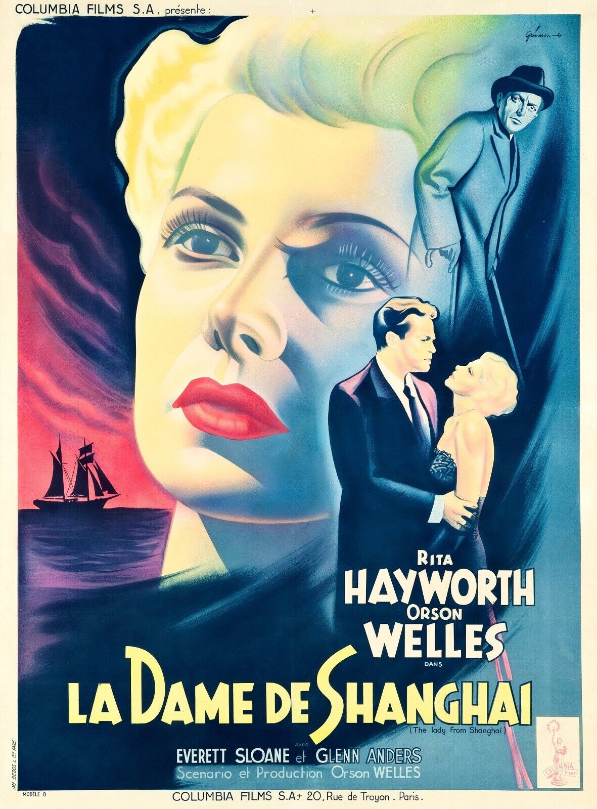 LA DAME DE SHANGHAI, RITA WAYWORTH, 1947, AFFICHE VINTAGE MOVIE POSTER HQ