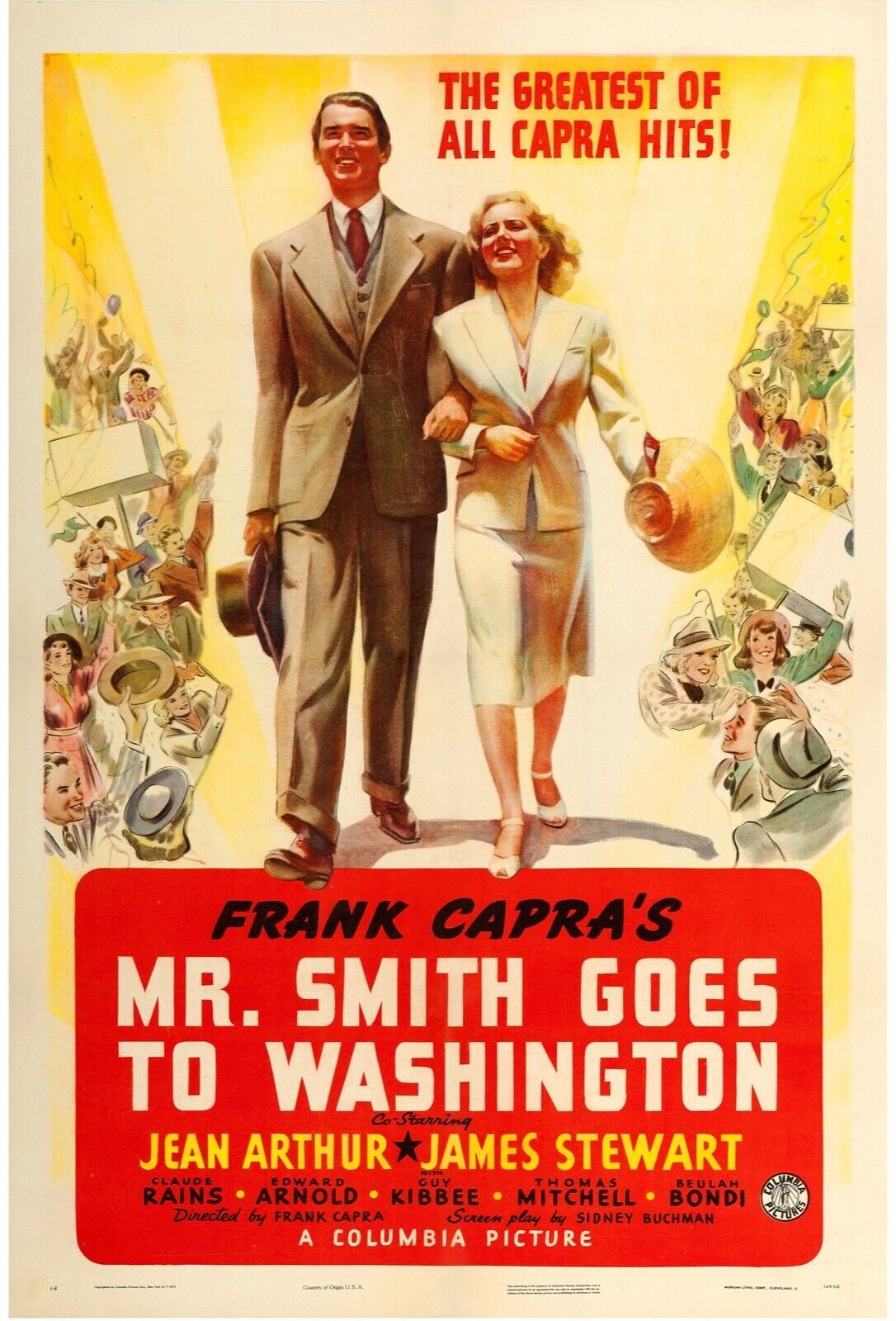 MR SMITH GOES TO WASHINGTON, JAMES STEWART, 1939, REPRO CINEMA POSTER, VINTAGE, HQ