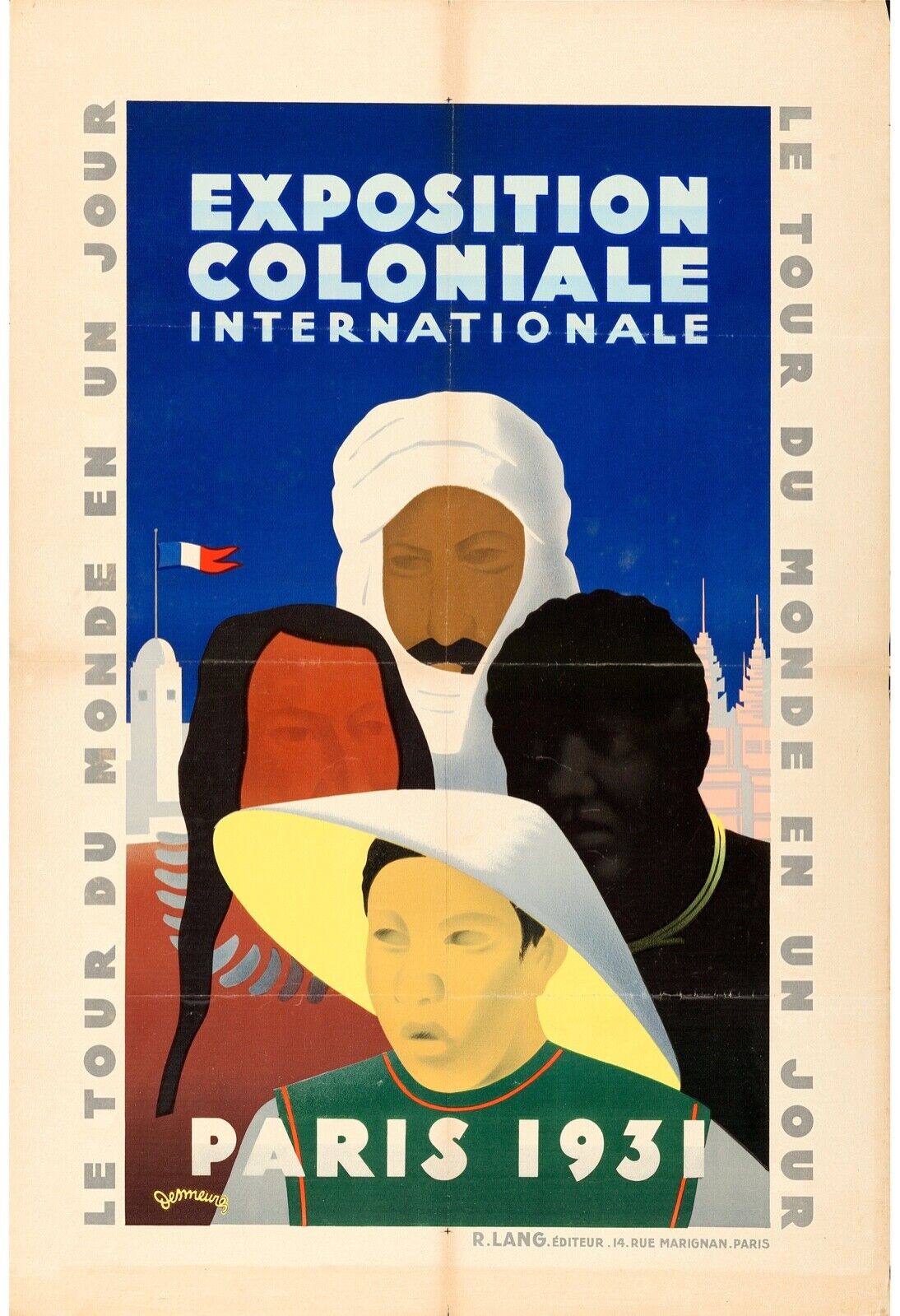 EXPOSITION COLONIALE PARIS, 1931, REPRO POSTER PUBLICITAIRE VINTAGE, HQ