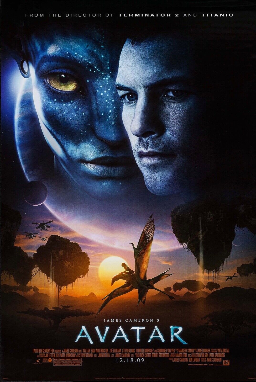 AVATAR, SAM WORTHINGTON, 2009, REPRO MOVIE POSTER, VINTAGE, HQ