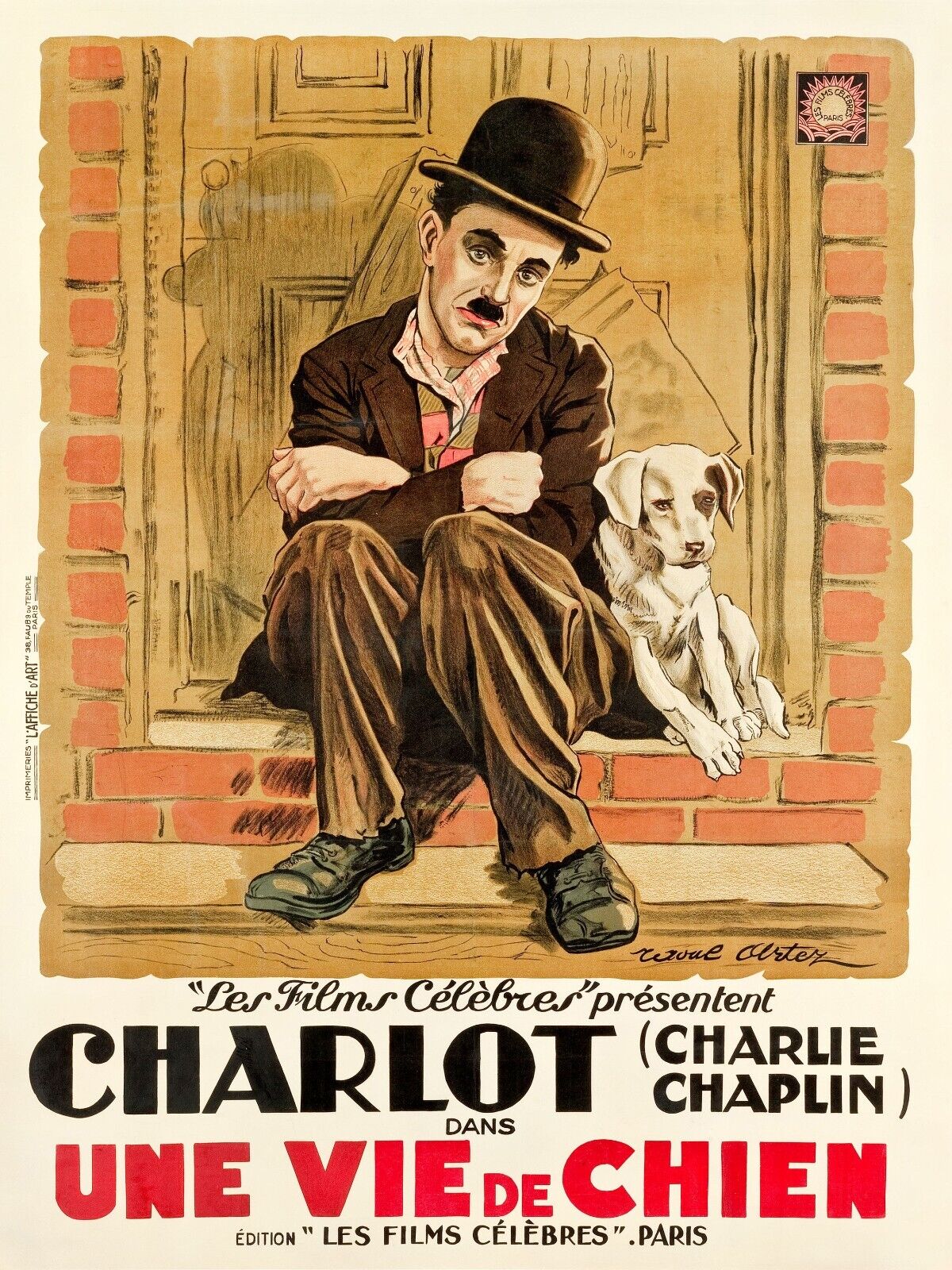 UNE VIE DE CHIEN, CHARLIE CHAPLIN, CHARLOT, REPRO AFFICHE CINEMA, HQ