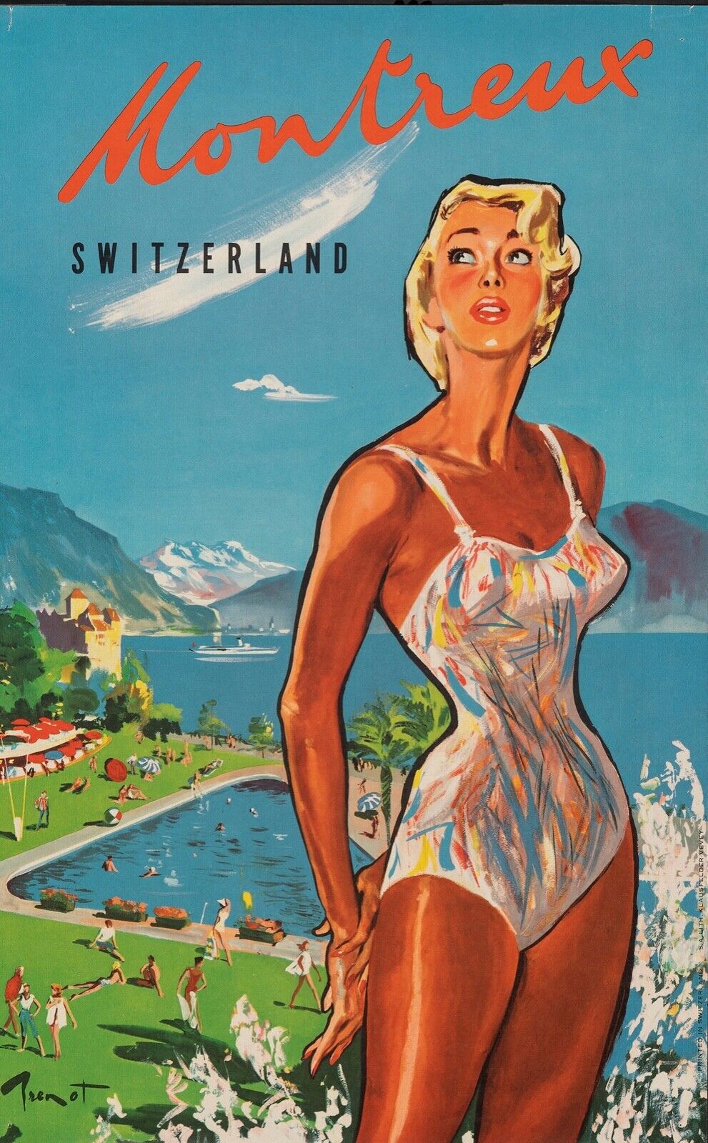 MONTREUX, SUISSE, AFFICHE REPRO TOURISME, VINTAGE, HQ