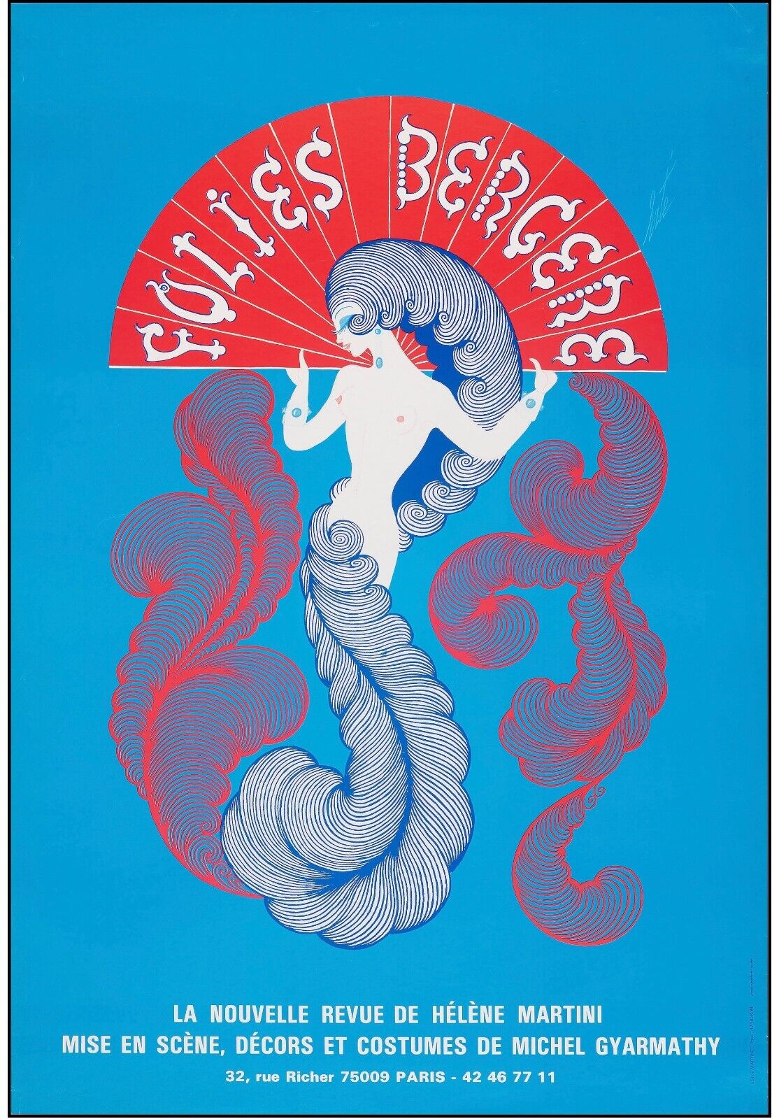 FOLIES BERGERE, REPRO AFFICHE VINTAGE PUBLICITÉ CABARET HQ