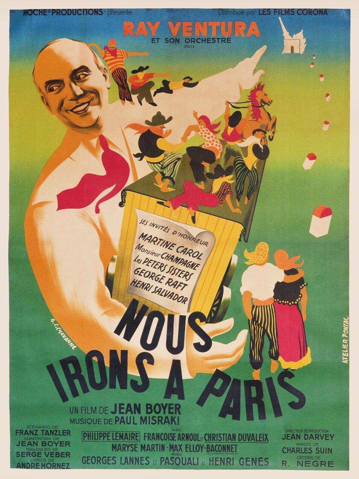 NOUS IRONS A PARIS, RAY VENTURA, 1950, REPRO AFFICHE CINEMA VINTAGE, HQ