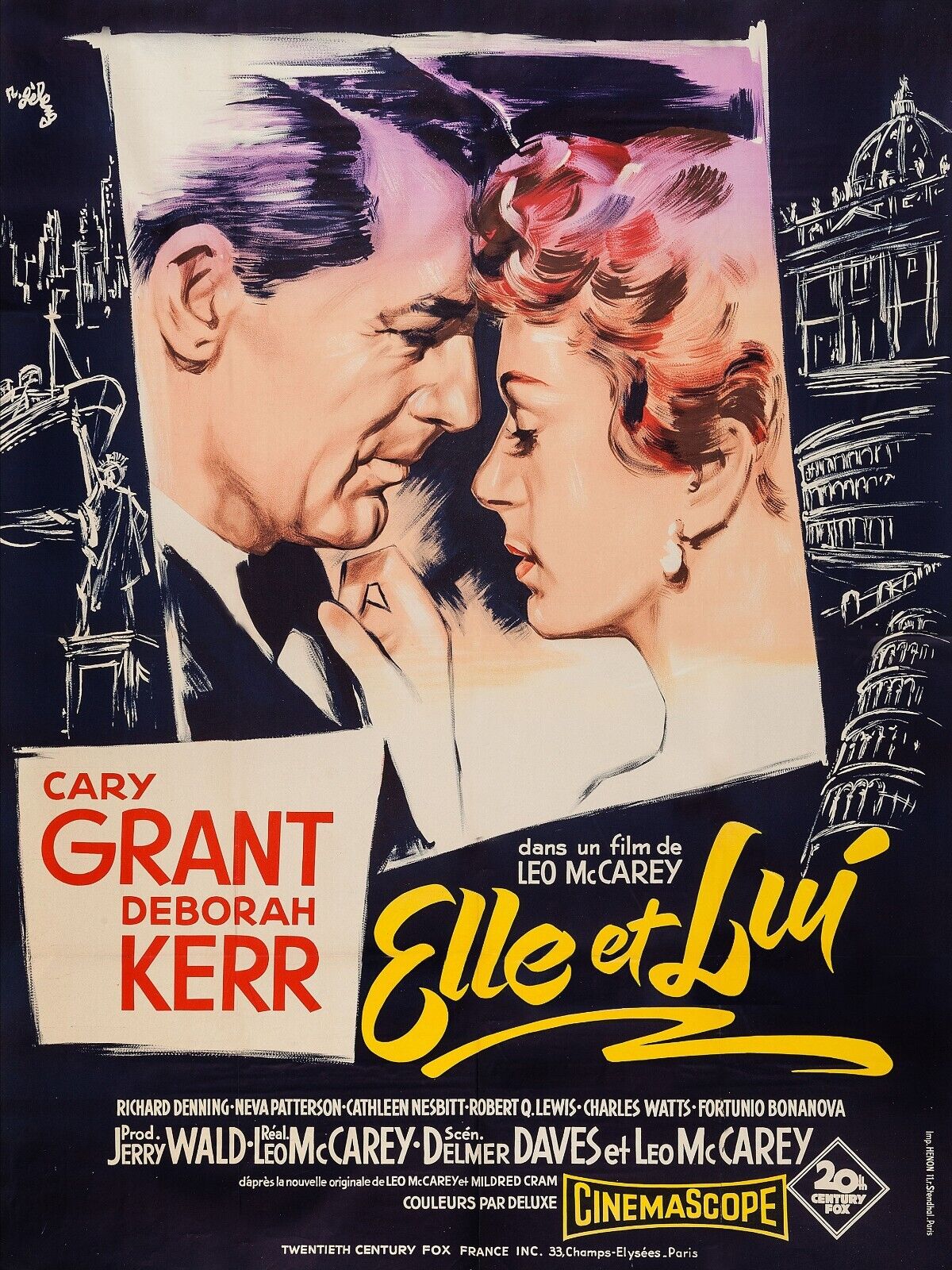 ELLE ET LUI, CARY GRANT, 1957, REPRO MOVIE POSTER, VINTAGE, HQ