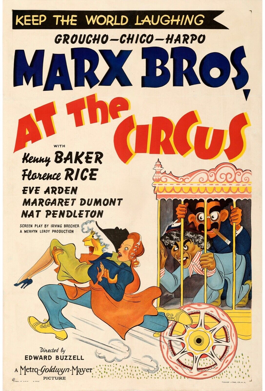 AT THE CIRCUS, MARX BROS, REPRO AFFICHE CINEMA VINTAGE HQ
