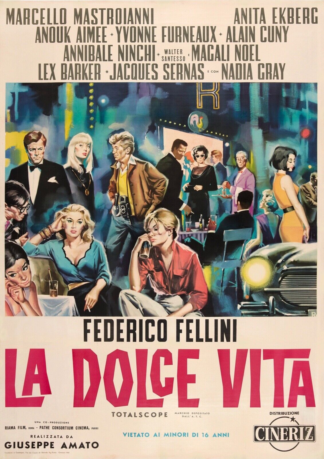 LA DOUCEUR DE VIVRE, LA DOLCE VITA, FEDERICO FELLINI, 1960, Repro affiche de cinéma, VINTAGE, HQ