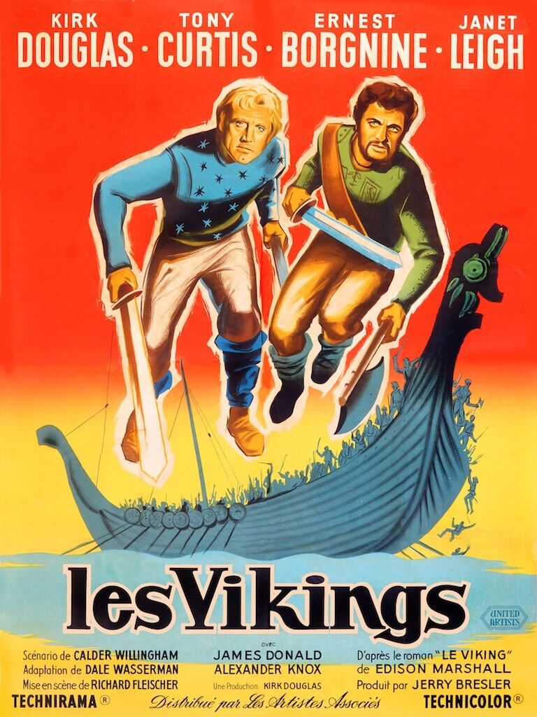 VIKINGS (LES), KIRK DOUGLAS, RICHARD FLEISCHER, 1958, REPRO AFFICHE HQ
