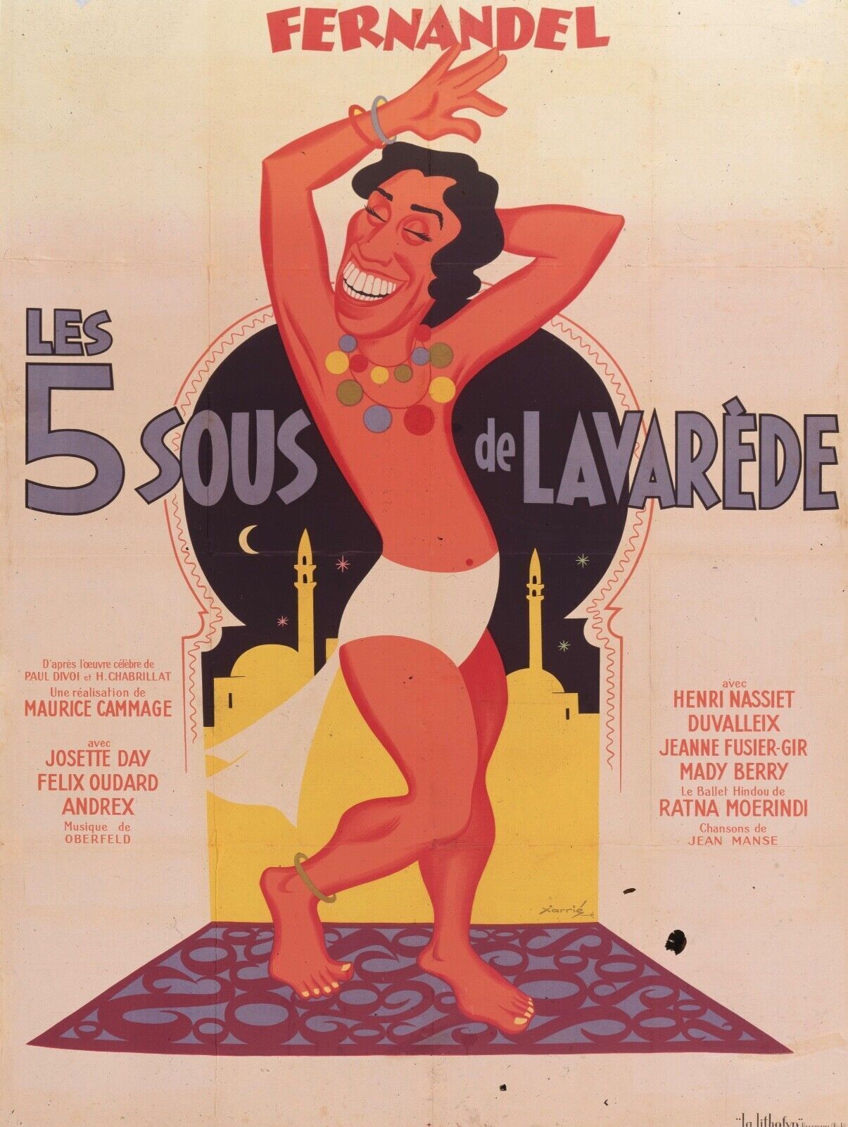 LES 5 SOUS DE LAVARÈDE, FERNANDEL, 1939, Repro Affiche cinéma, VINTAGE, HQ
