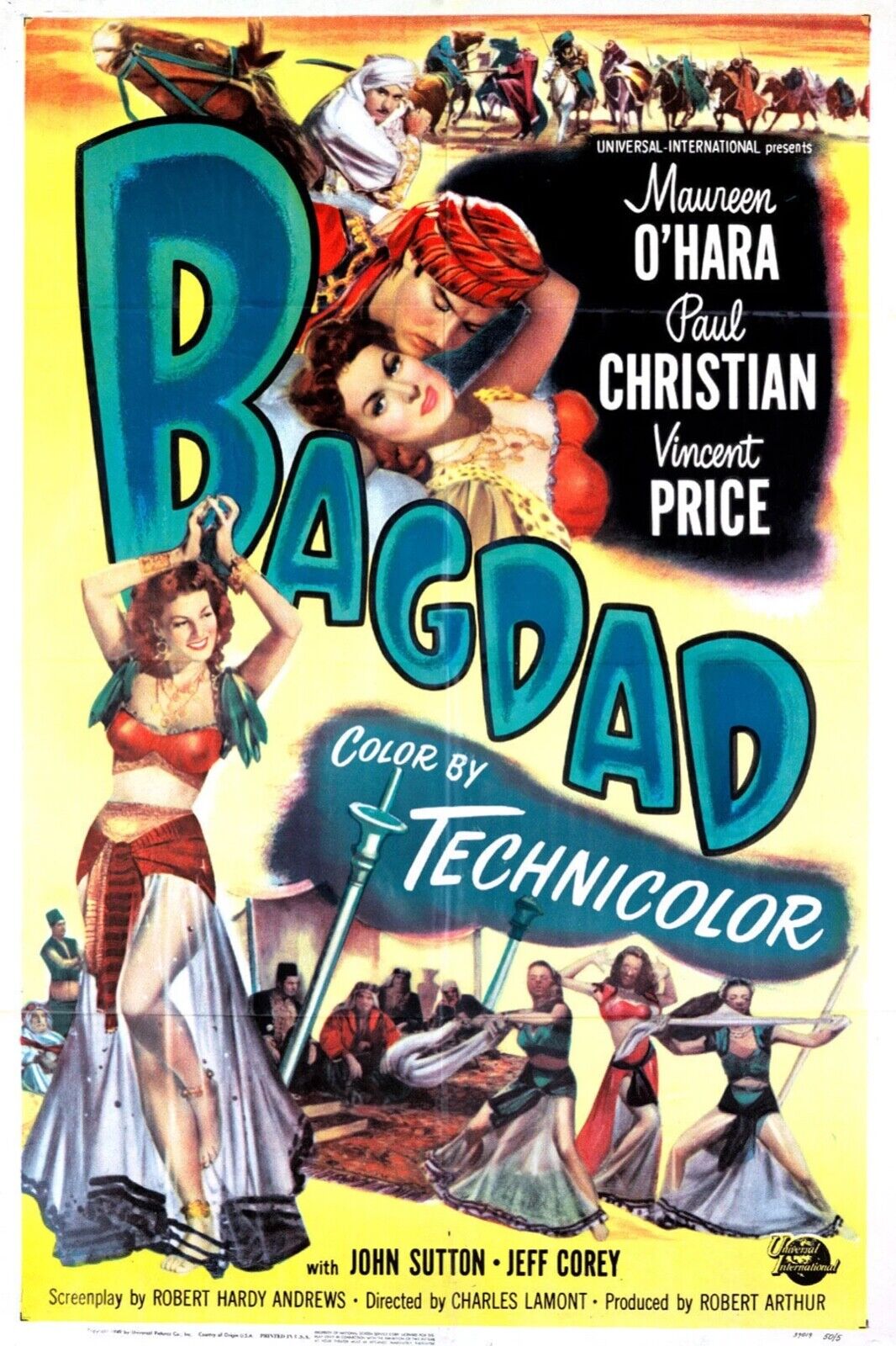 BAGDAD, MAUREEN O’HARA, 1949, REPRO MOVIE POSTER, VINTAGE, HQ