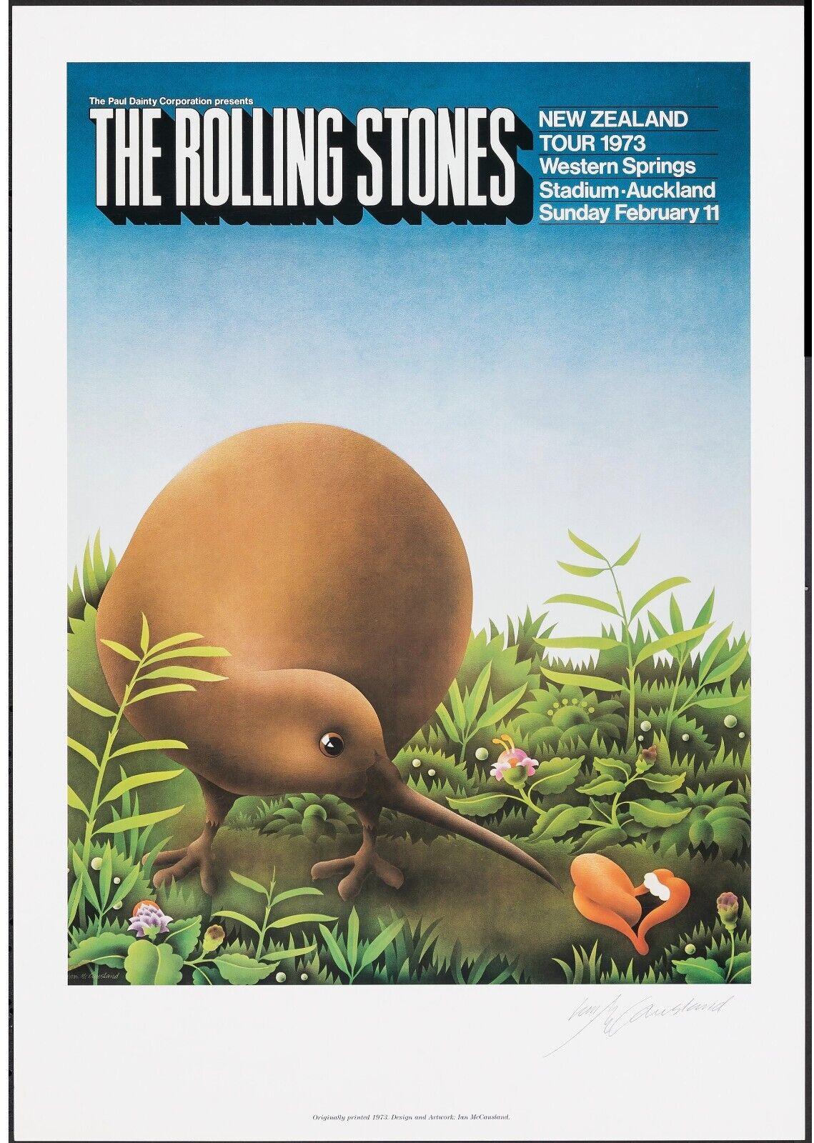 THE ROLLING STONES, NEW ZEALAND TOUR 1973, REPRO AFFICHE VINTAGE ROCK, HQ