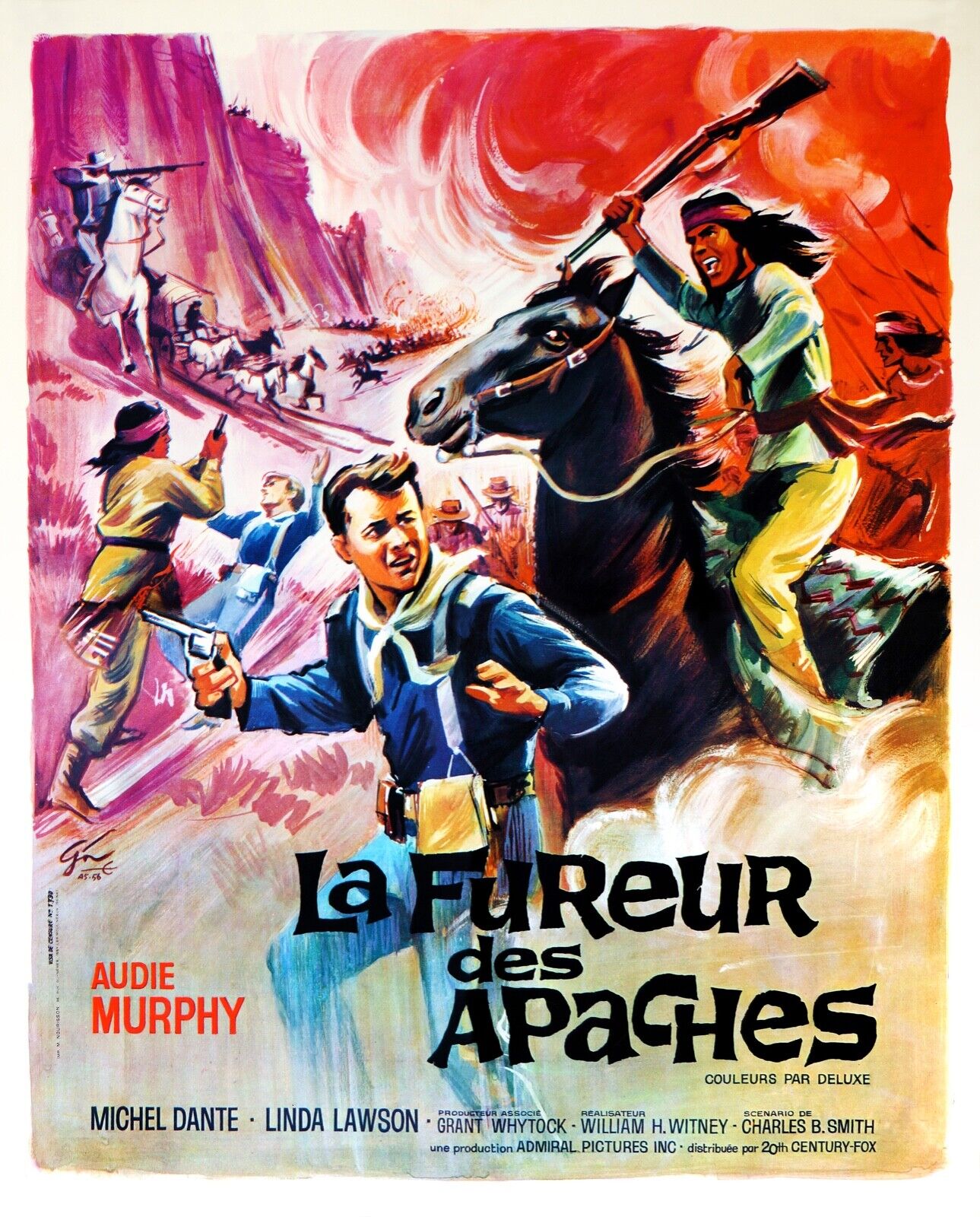 LA FUREUR DES APACHES, AUDIE MURPHY, 1964, REPRO AFFICHE CINEMA VINTAGE, HQ