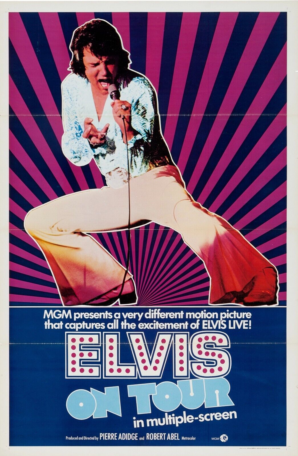 ELVIS DE GIRA, ELVIS PRESLEY, 1972, REPRODUCCIÓN DE CARTEL DE PELÍCULA, VINTAGE, ALTA CALIDAD