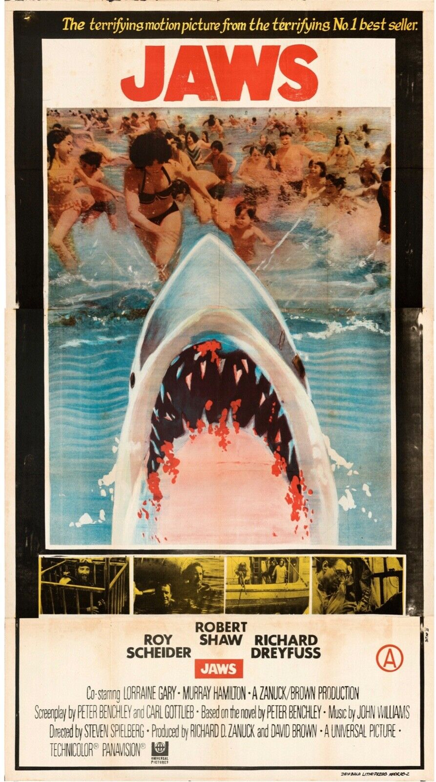 LES DENTS DE LA MER, ROY SCHEIDER, 1975 repro affiche de cinema, VINTAGE, HQ