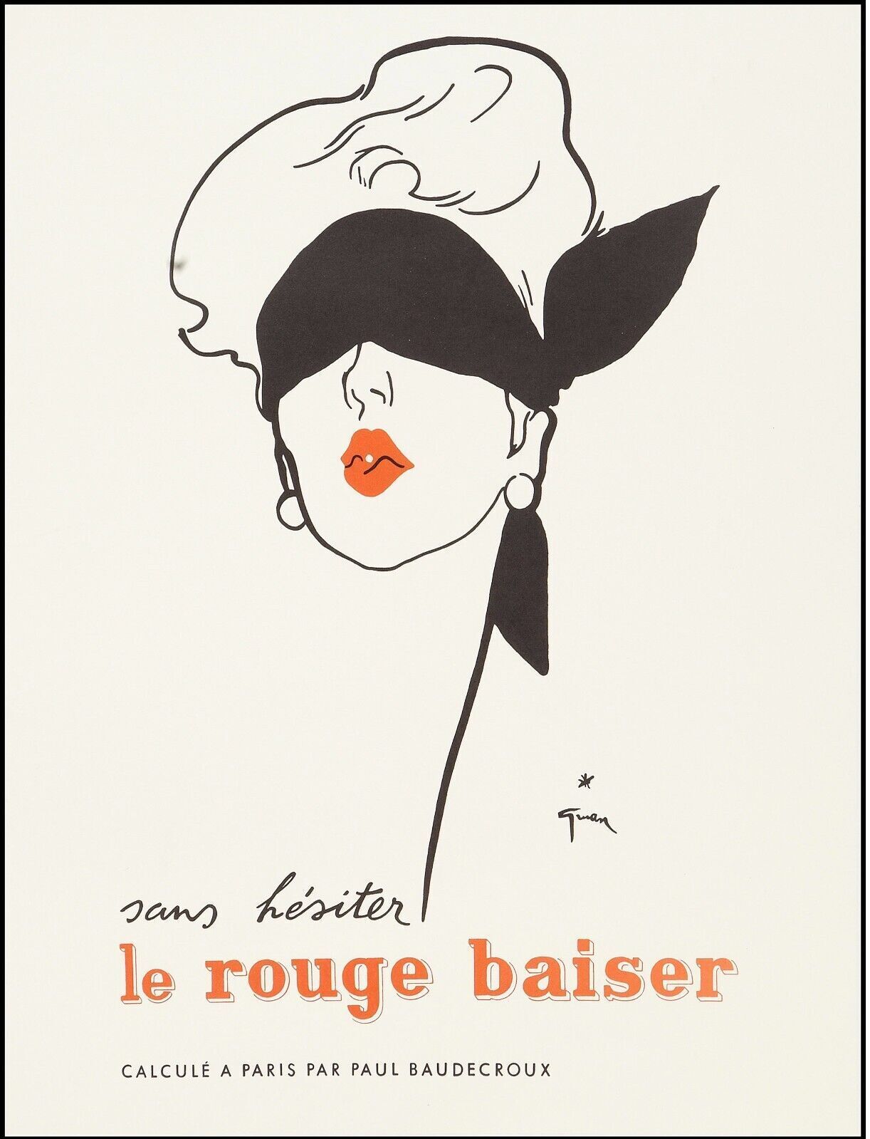 LE ROUGE BAISER, MODE, PARIS, REPRO AFFICHE VINTAGE, HQ