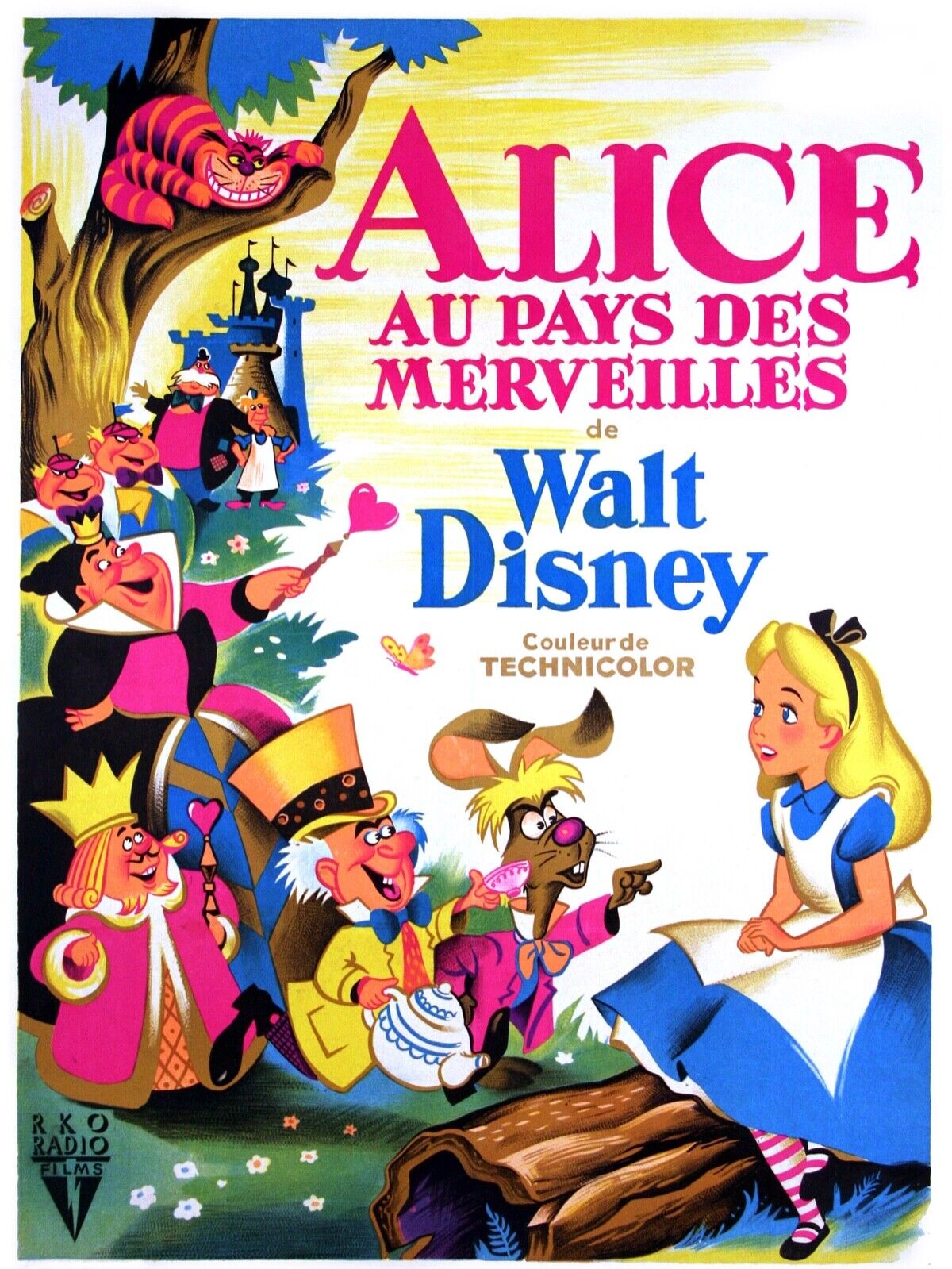 ALICE AUX PAYS DES MERVEILLES, WALT DISNEY, 1951, REPRO MOVIE POSTER, VINTAGE, HQ