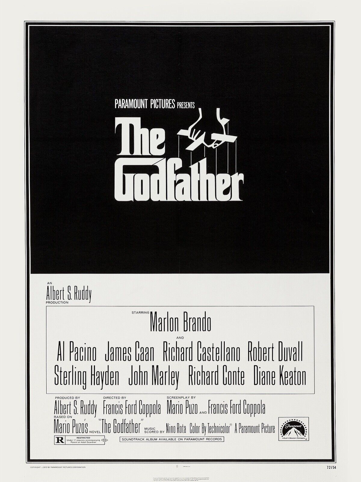 THE GODFATHER, LE PARRAIN, MARLON BRANDO, repro affiche cinéma HQ