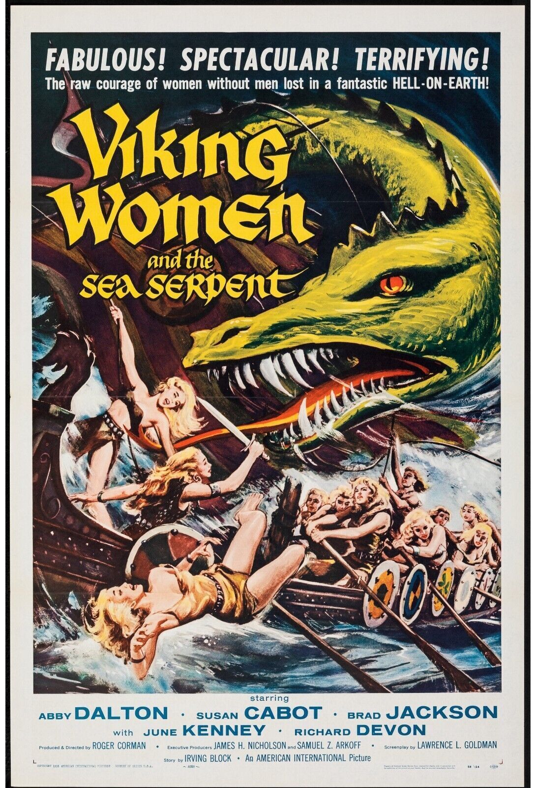 WIKING WOMEN AND THE SEA SERPENT, ROGER CORMAN, ABBY DALTON, 1957, REPRO AFFICHE CINÉMA VINTAGE, HQ