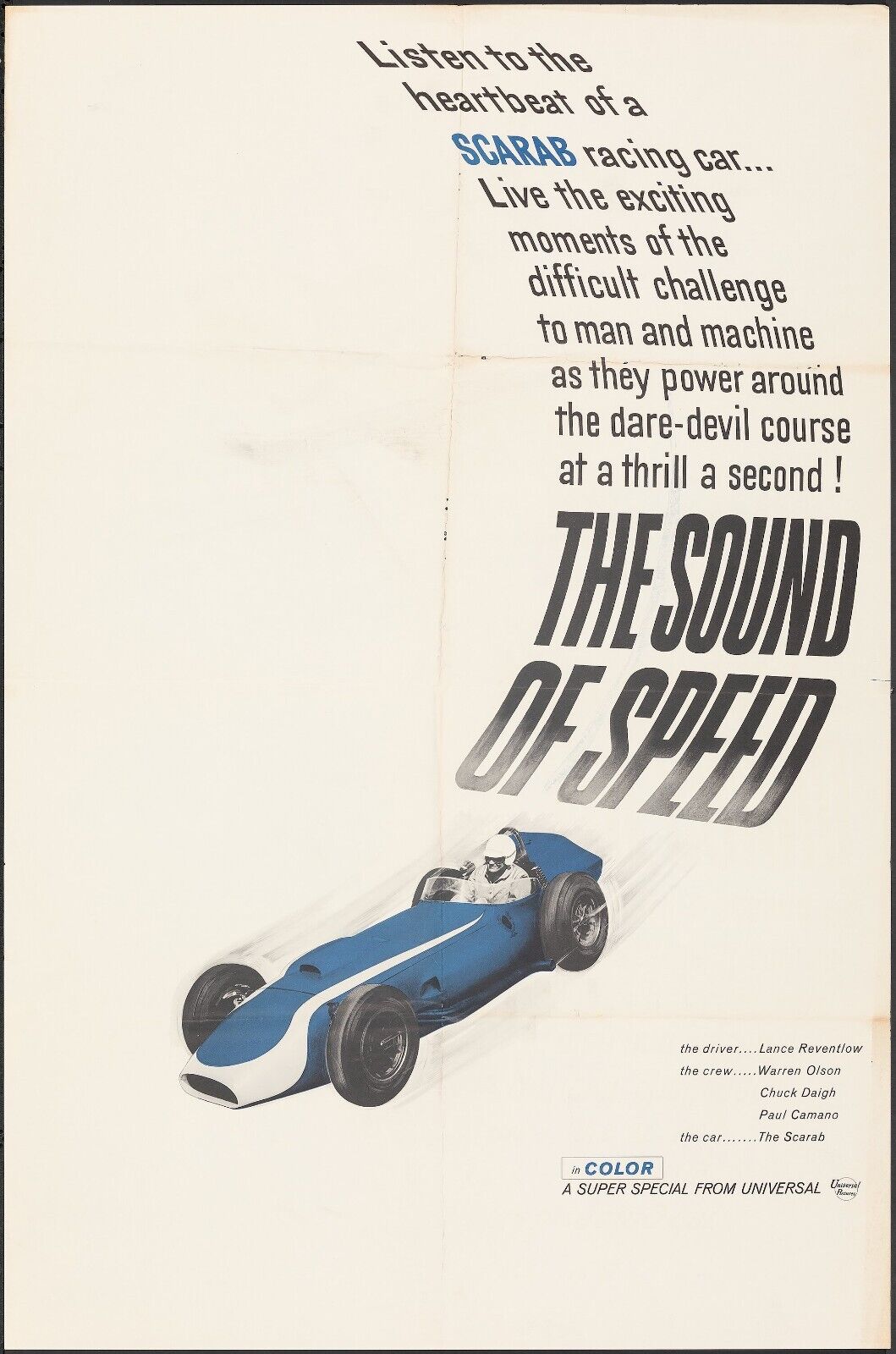 HE SOUND OF SPEED – PAUL CAMANO, REPRO MOVIE POSTER, VINTAGE, HQ
