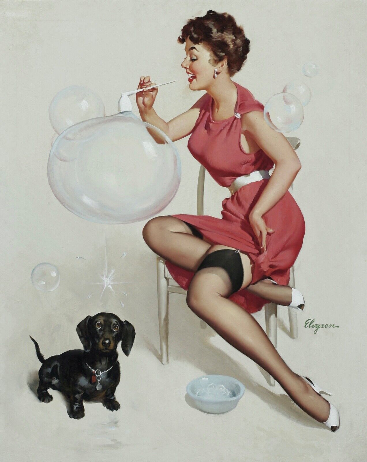 PIN-UP BULLES GIL ELVGRE REPRO AFFICHE VINTAGE, HQ