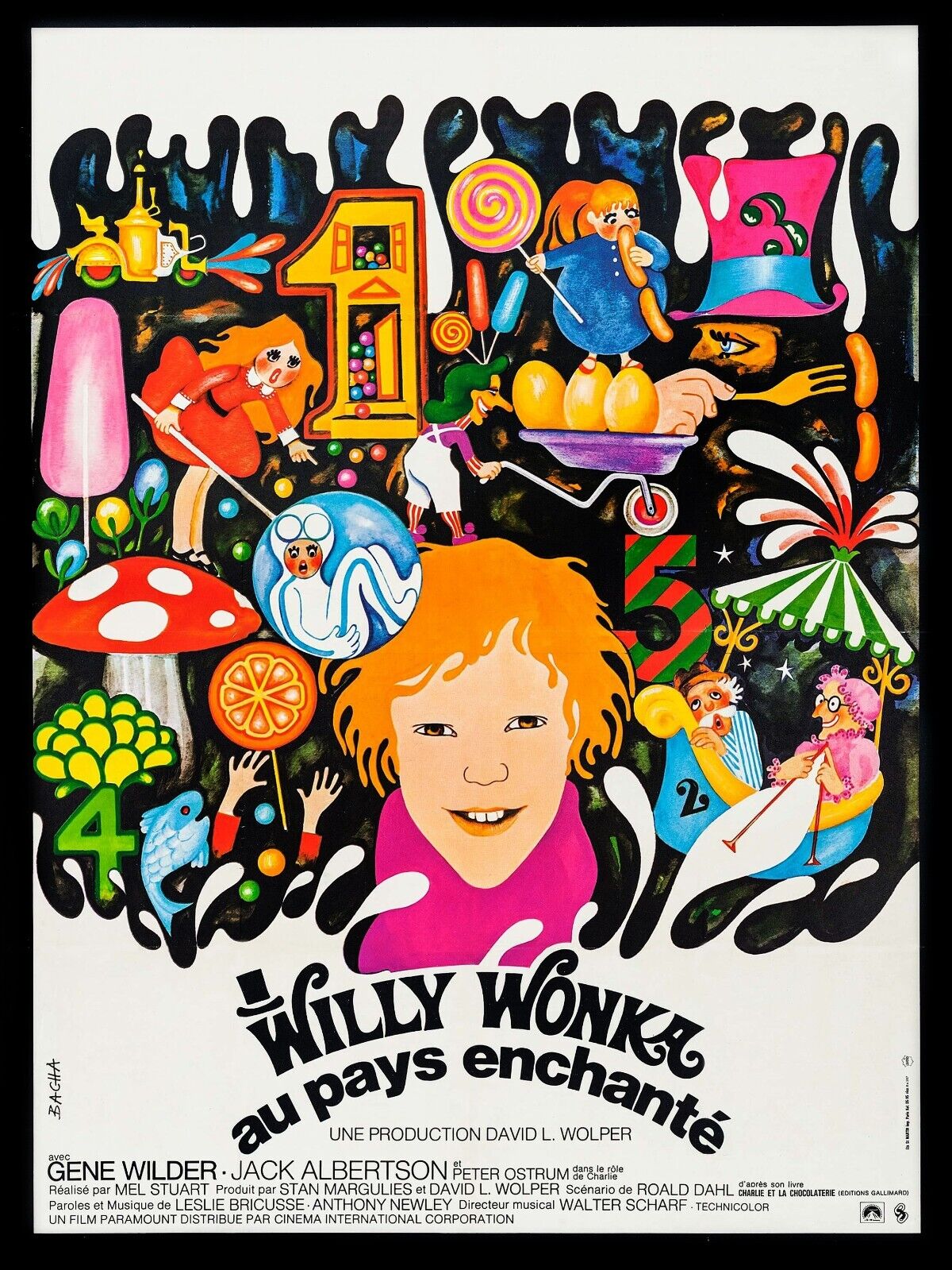 WILLY WONKA AU PAYS ENCHANTÉ, MAL STUART, 1971, REPRO AFFICHE CINEMA VINTAGE HQ