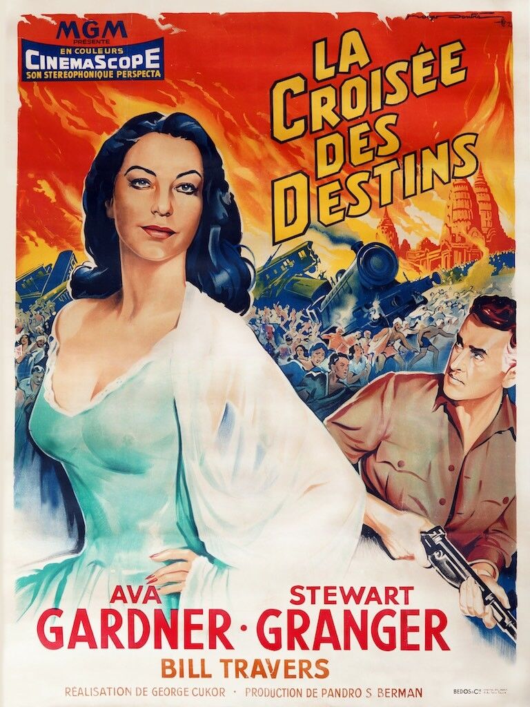LA CROISÉE DES DESTINS, AVA GARDNER, STEWART GRANGER, 1956, REPRO MOVIE POSTER, VINTAGE, HQ