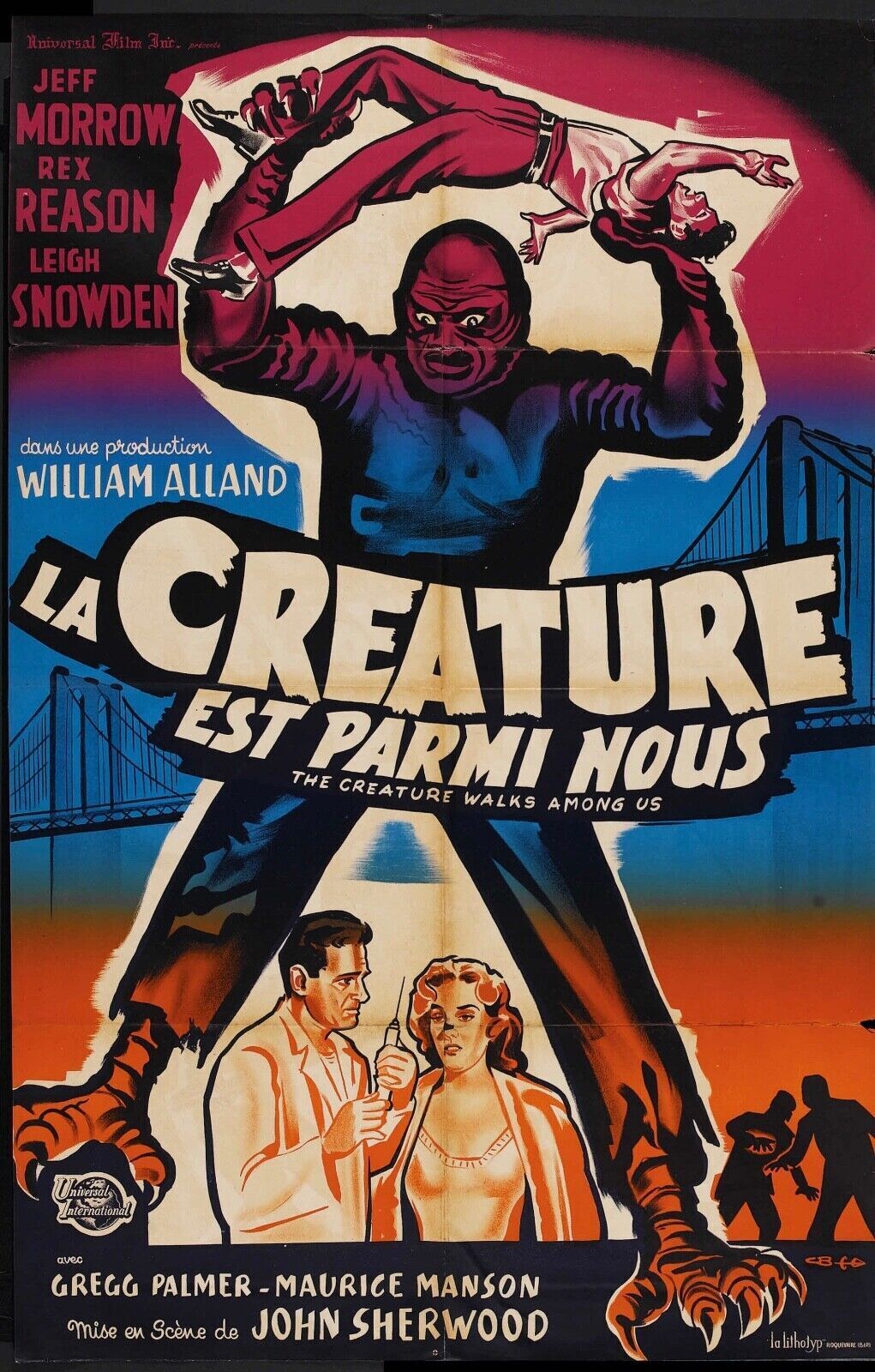 LA CRIATURA ESTÁ ENTRE NOSOTROS, CARTEL DE PELÍCULA VINTAGE DE JEFF MORROW HQ