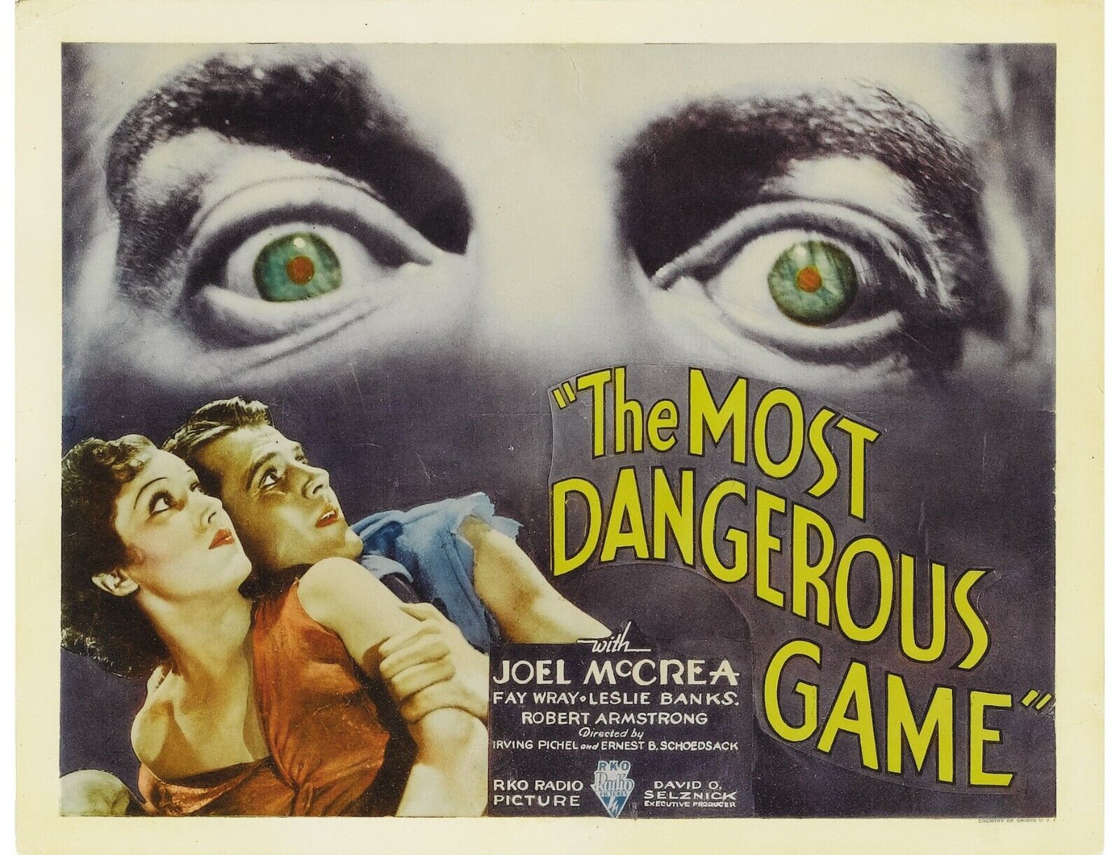 LES CHASSES DU COMTE ZAROFF, THE MOST DANGEROUS GAME, FAY WRAY, 1932, repro affiche de cinema, HQ
