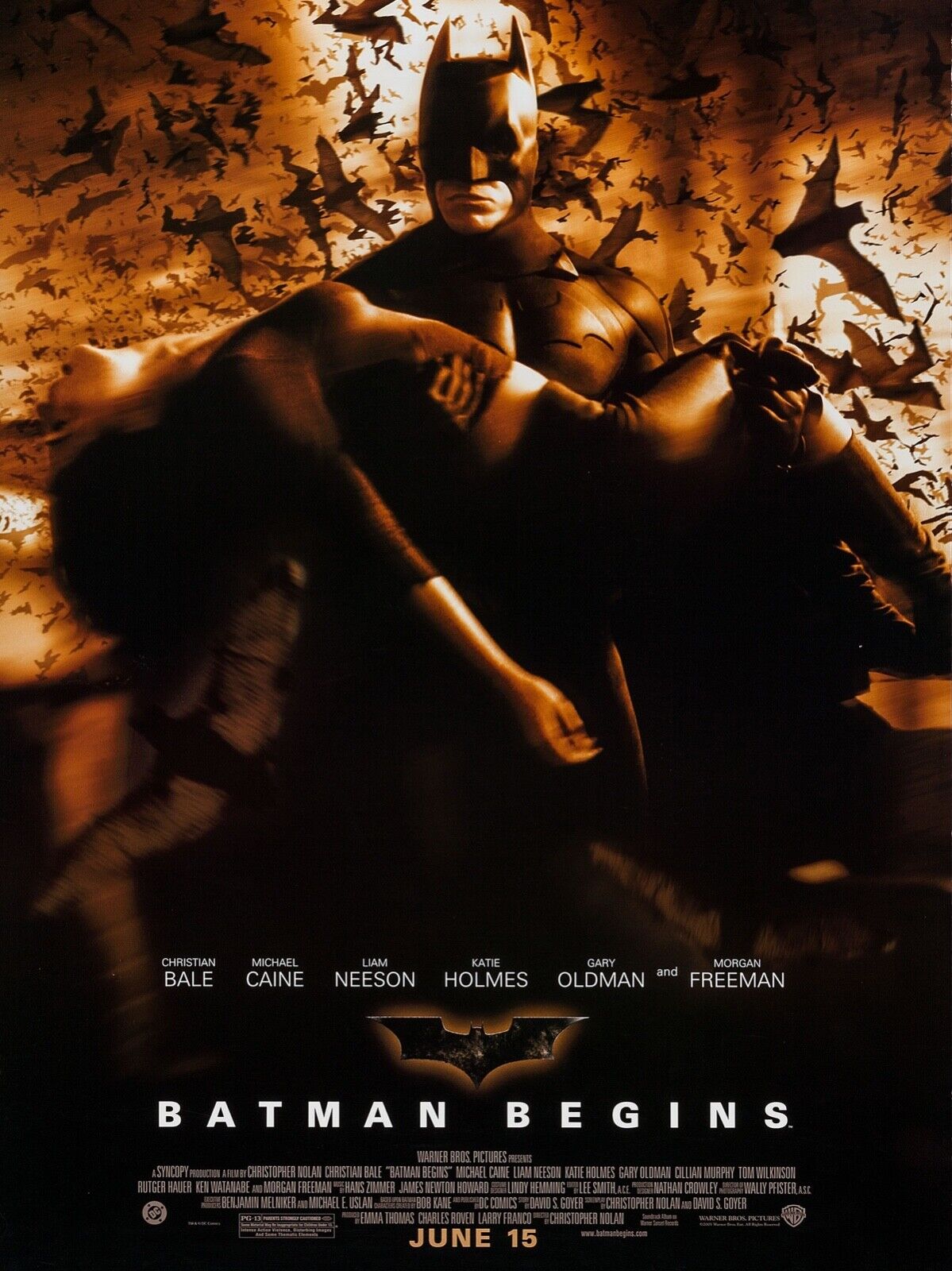 BATMAN BEGINS, MICHAEL CAINE, 2005, REPRO MOVIE POSTER, VINTAGE, HQ