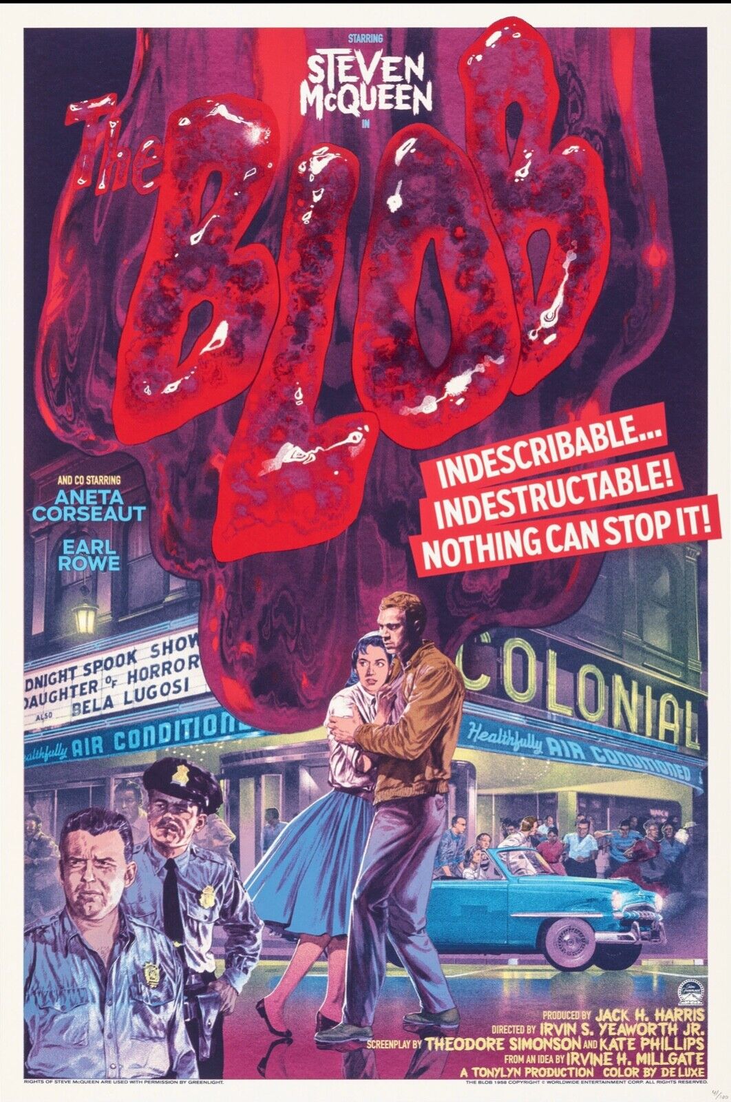 DANGER PLANÉTAIRE, THE BLOB, STEVEN MCQUEEN, 1958, REPRO AFFICHE CINEMA VINTAGE, HQ