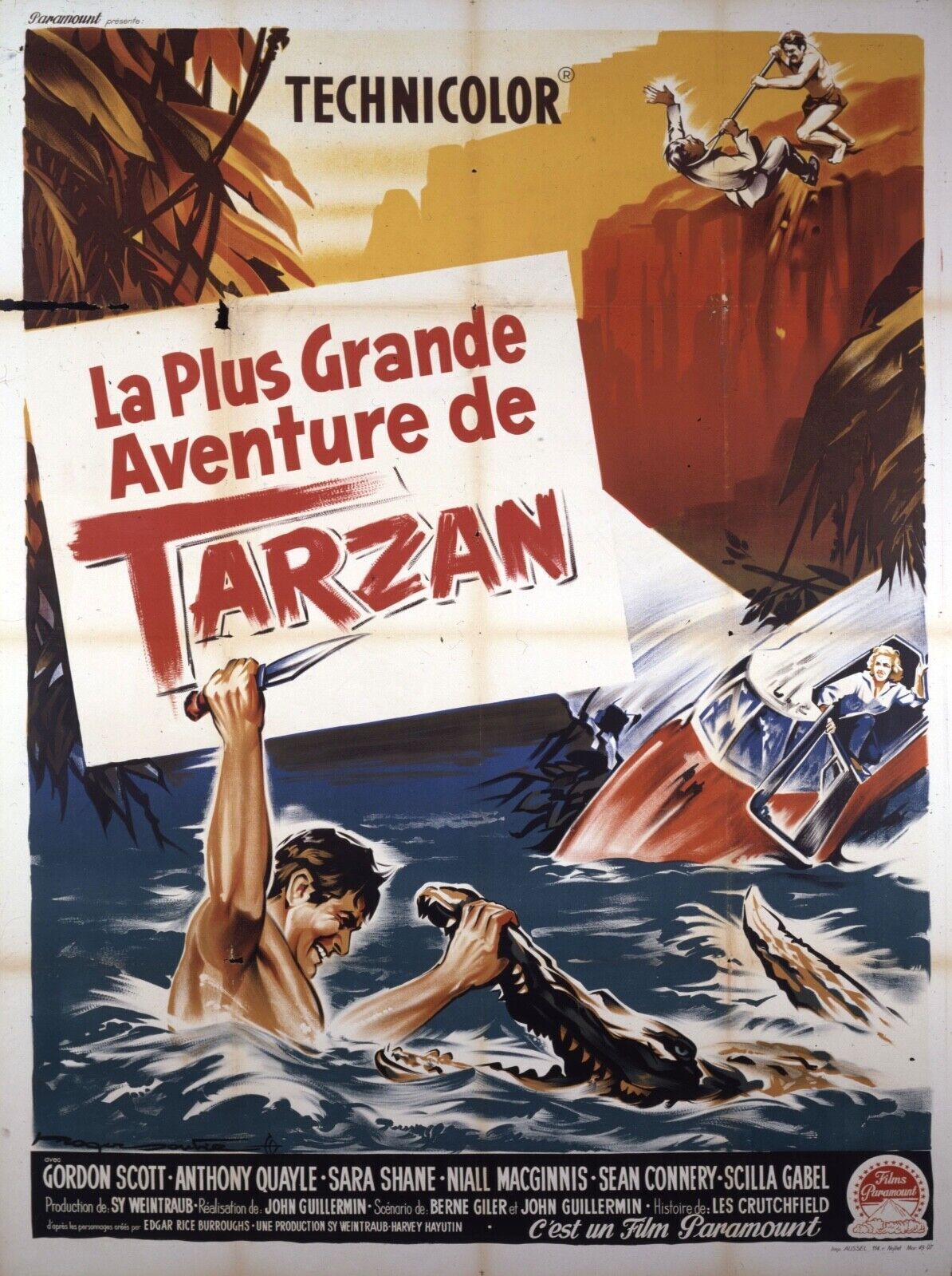 LA PLUS GRANDE AVENTURE DE TARZAN, GORDON SCOTT, 1959, repro affiche cinéma VINTAGE, HQ