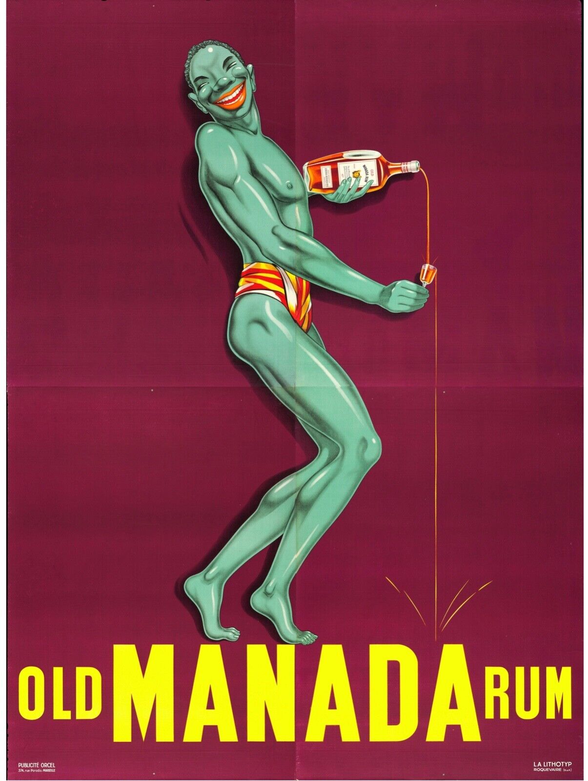 OLD MANADA RUM - ALCOOL REPRO AFFICHE PUBLICITAIRE VINTAGE, HQ