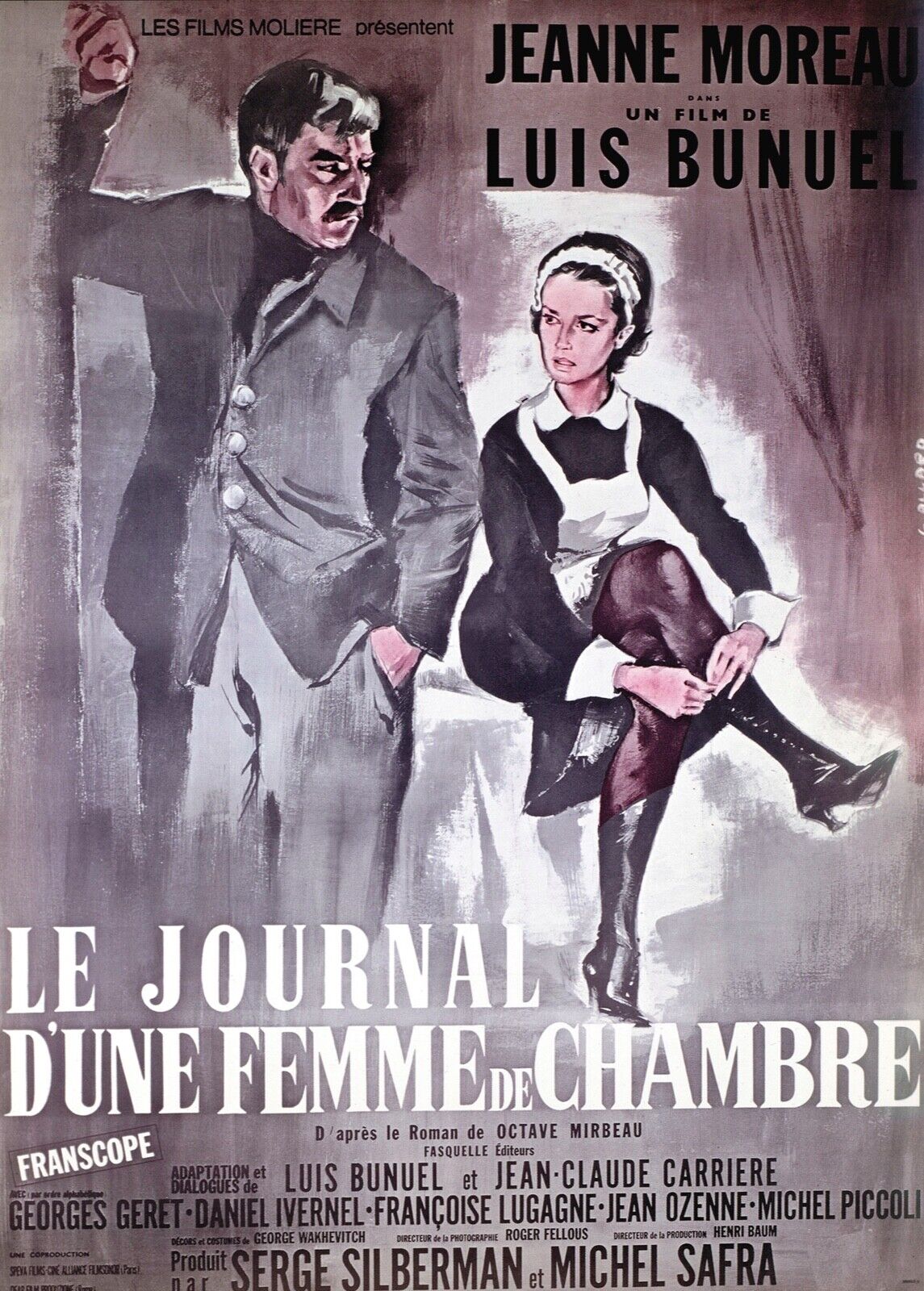 THE DIARY OF A CHAMBERMAID, JEANNE MOREAU, 1964, Reproduction cinema poster, VINTAGE, HQ