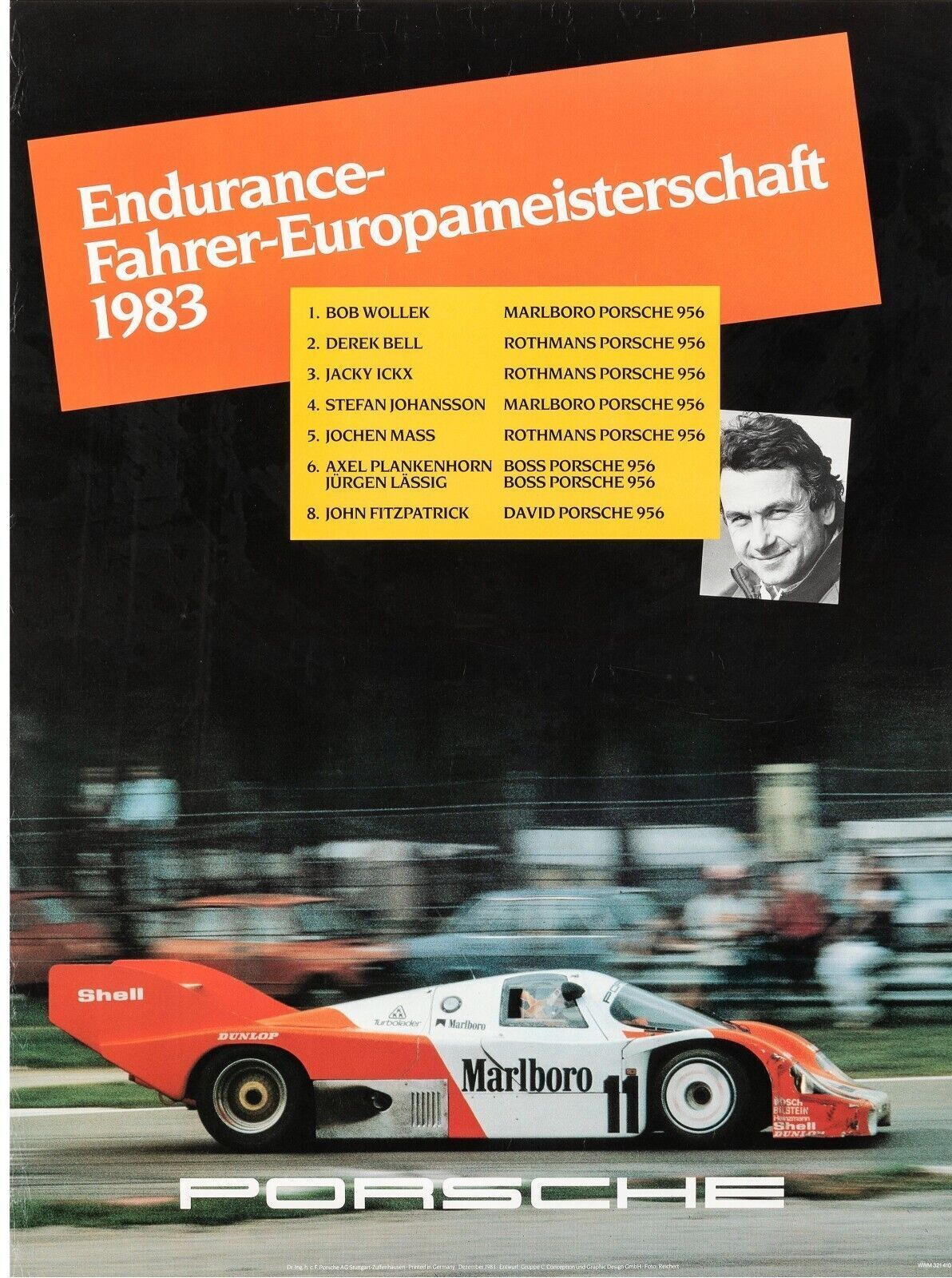 PORSCHE ENDURANCE FAHRER-EUROPA, 1983, Repro poster SPORT, HQ