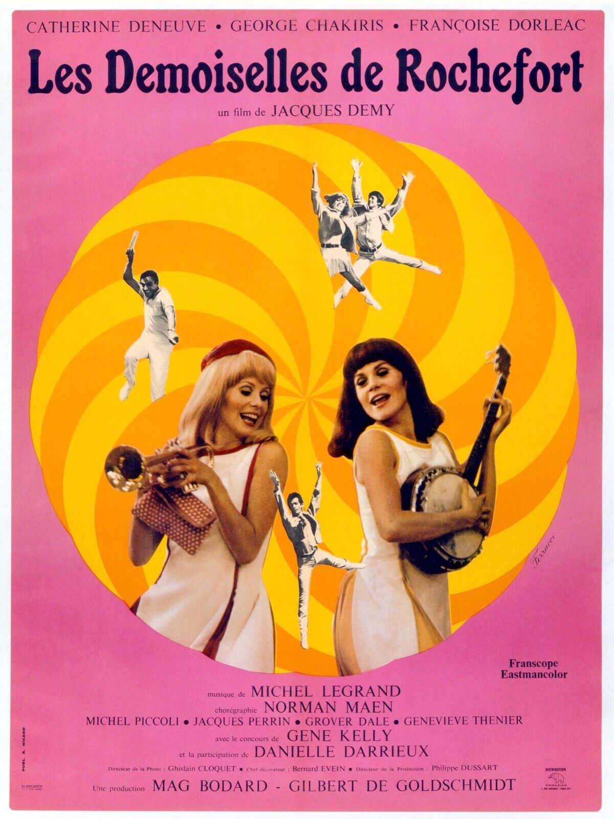 THE GIRLS OF ROCHEFORT, CATHERINE DENEUVE, 1967, REPRO VINTAGE CINEMA POSTER, HQ