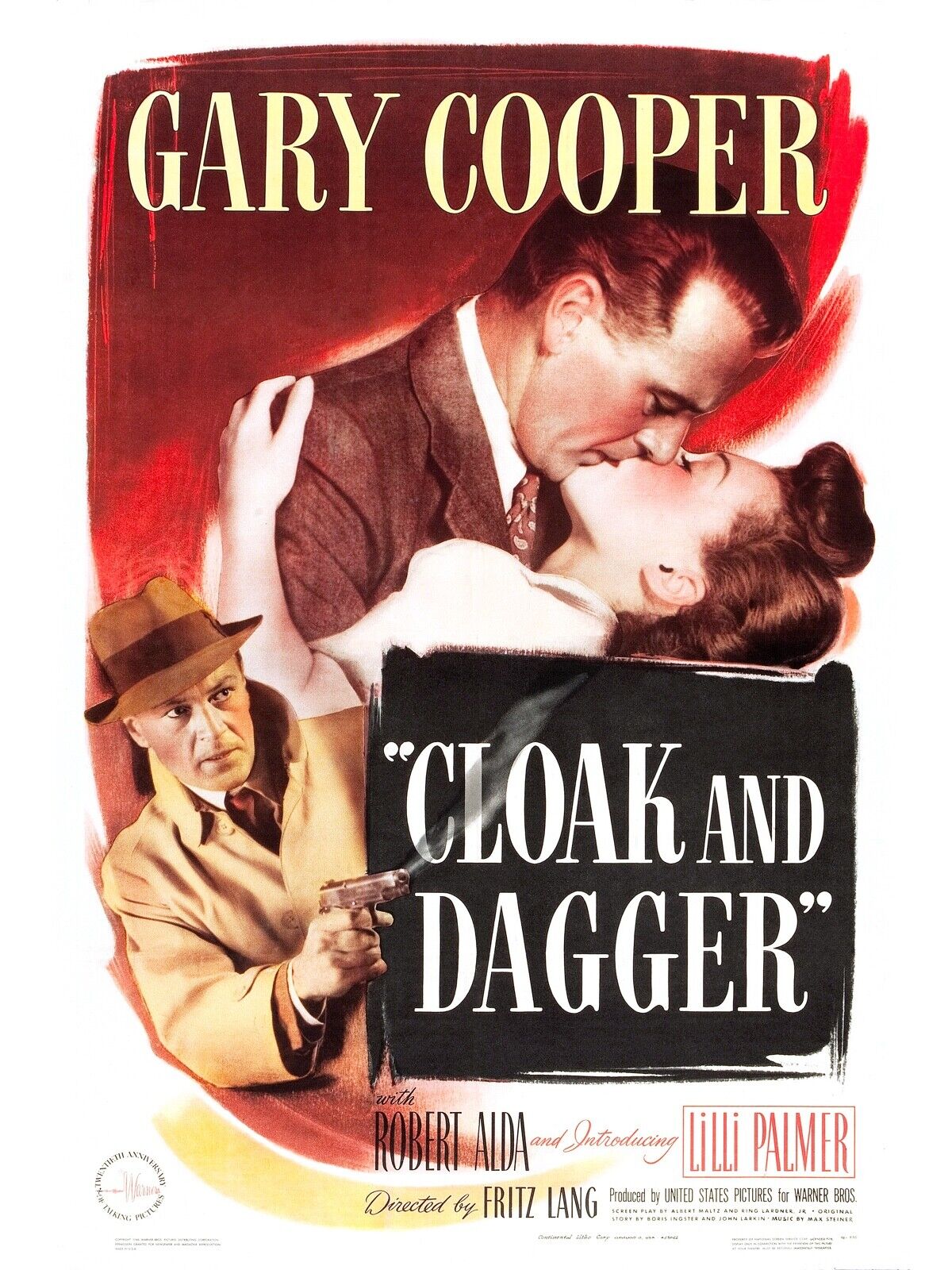 CAPE ET POIGNARD, GARY COOPER, 1946, REPRO MOVIE POSTER, VINTAGE, HQ