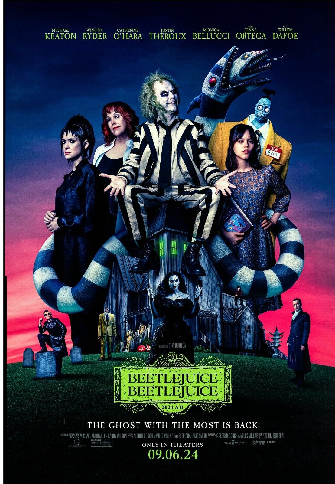 BEETLEJUICE BEETLEJUICE, MICHAEL KEATON, 2024, REPRO AFFICHE CINÉMA VINTAGE, HQ