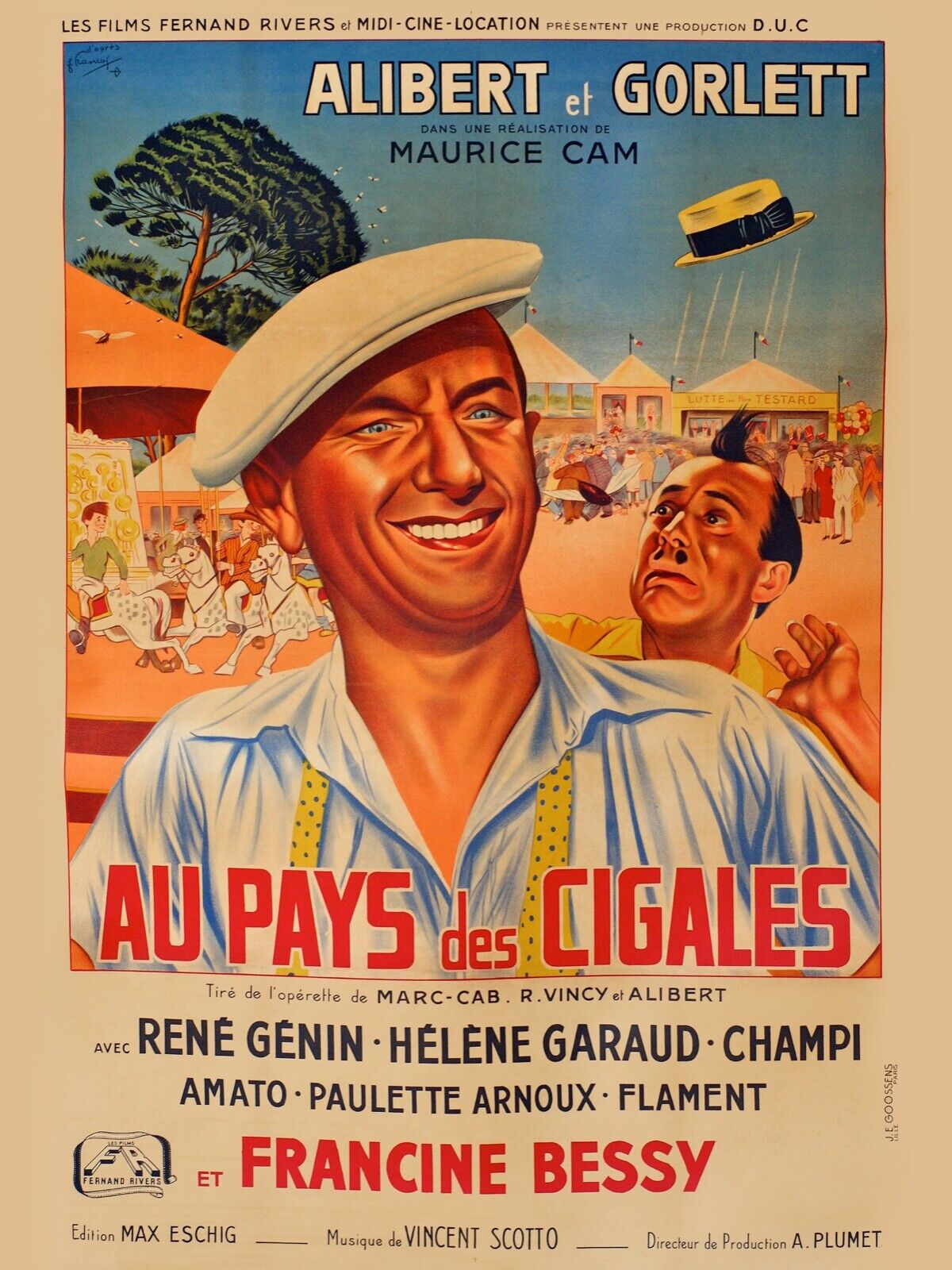 AU PAYS DES CIGALES, RENÉ GÉNIN, 1932, REPRO MOVIE POSTER, VINTAGE, HQ