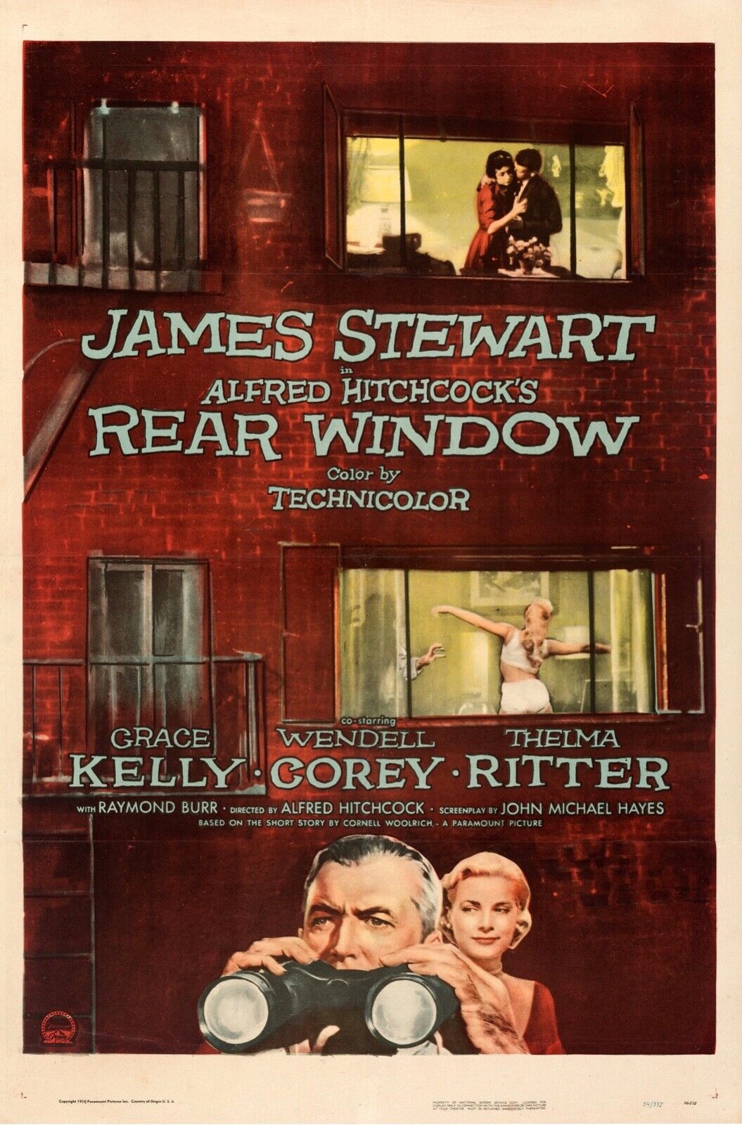 FENÊTRE SUR COUR, A. HITCHCOCK, REPRO AFFICHE CINEMA VINTAGE HQ