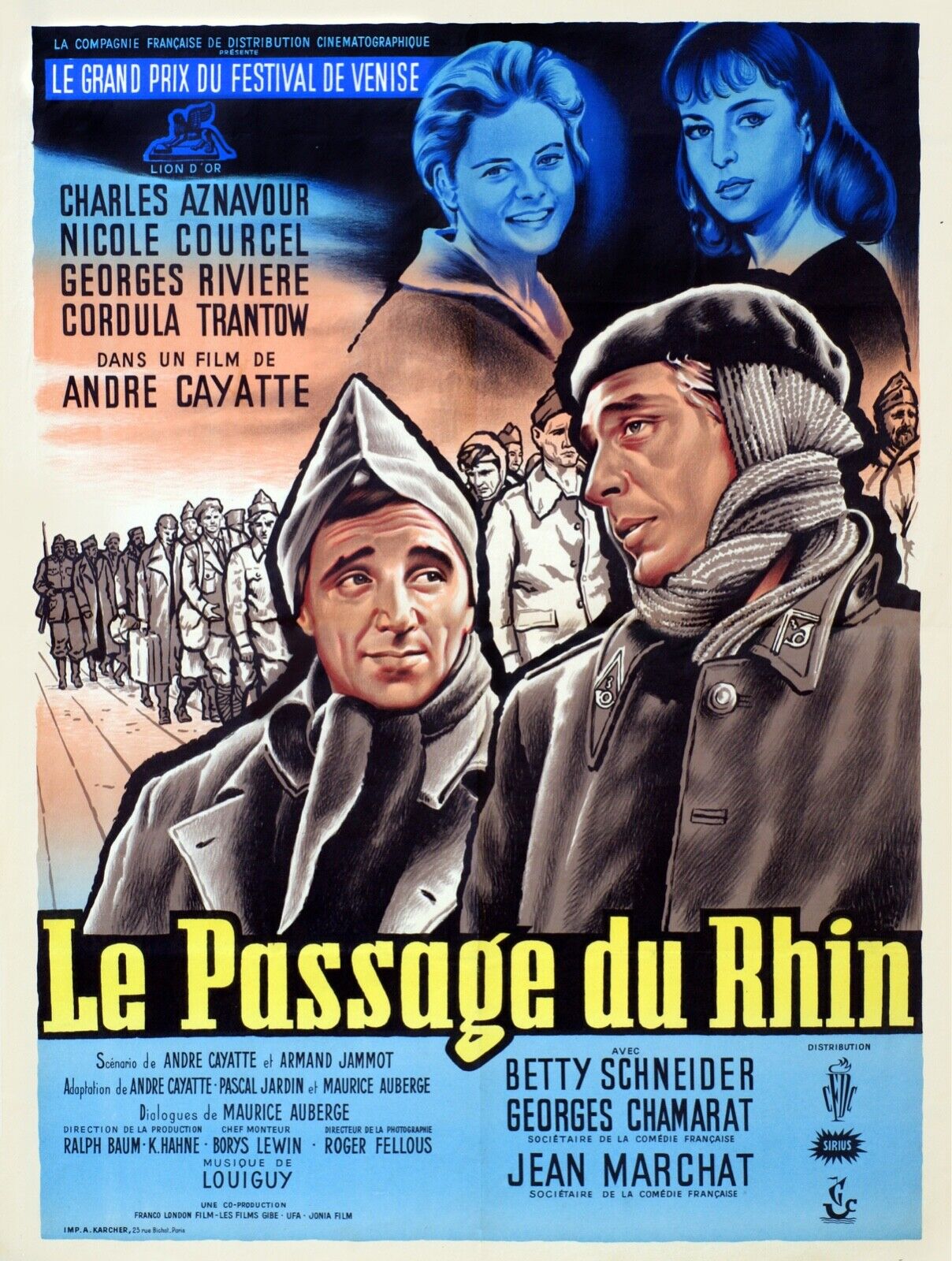 THE CROSSING OF THE RHINE, ANDRÉ CAYATTE, 1960, vintage cinema poster reproduction, HQ